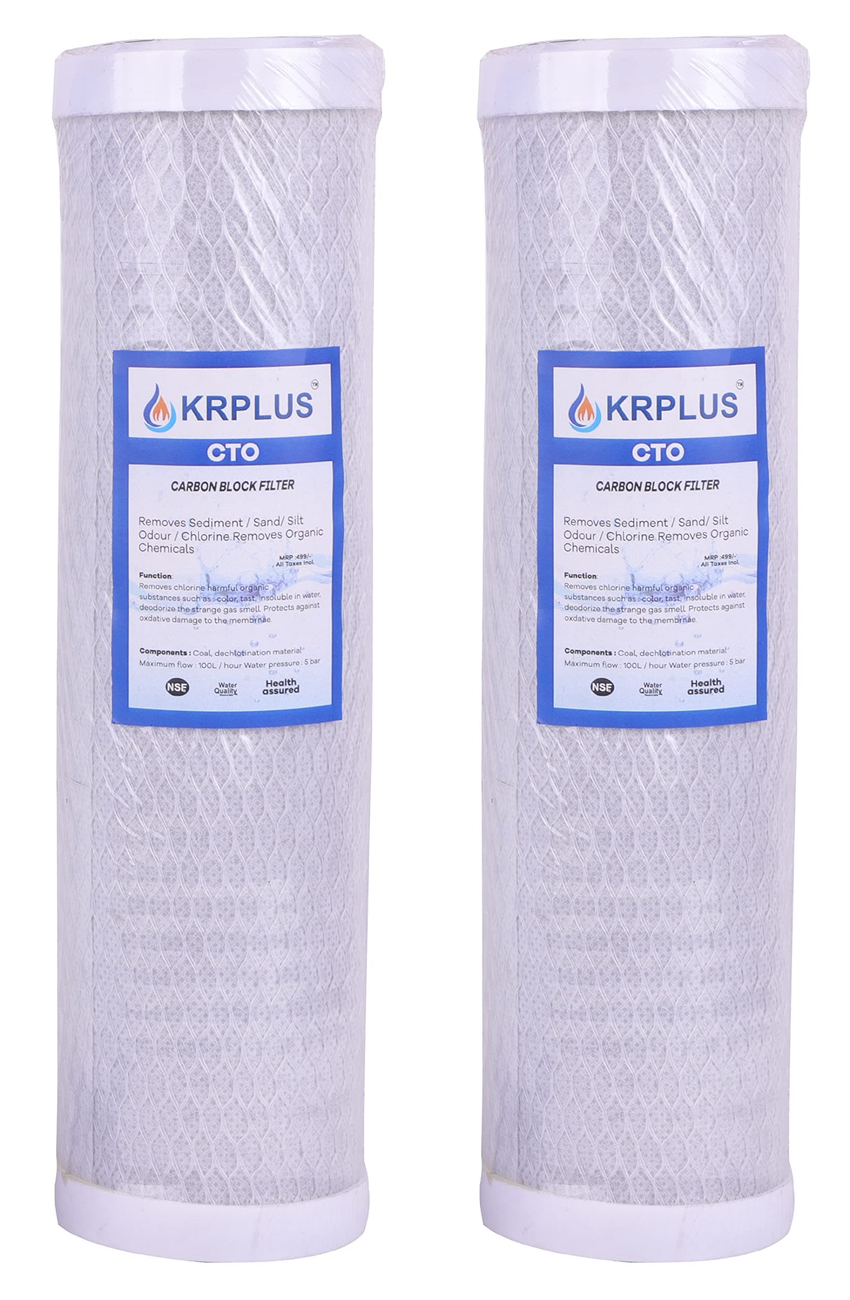 RO Replacement CTO Filter for 25 Lph Commercial RO and Under Sink Water Purifier - 2 Pack