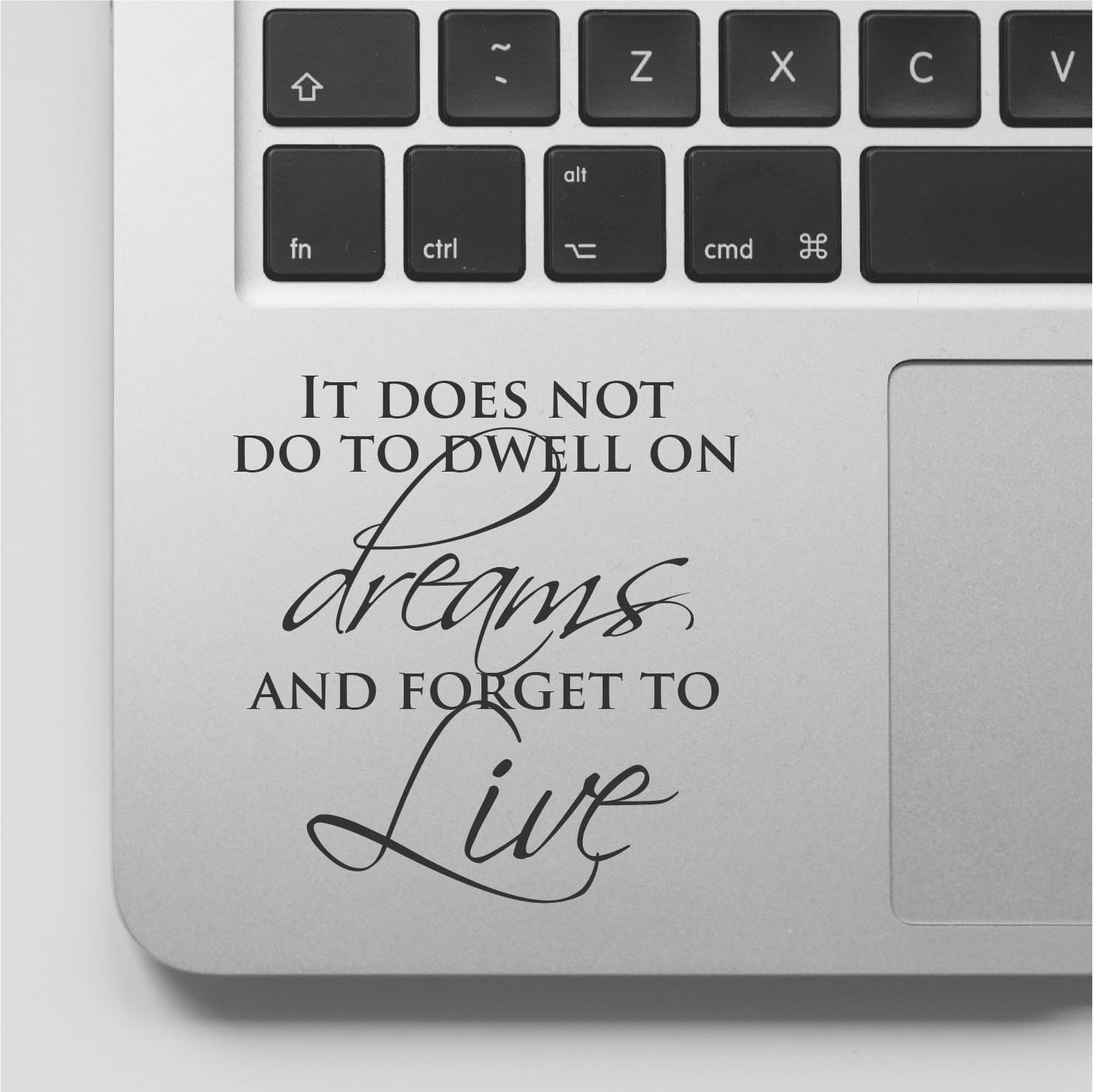 It Does not do Well to Dwell and Forget to Live Motivational Life Love Quote Clear Vinyl Printed Decal Sticker for Laptop MacBook, Compatible with All MacBook Retina, Pro and Air Trackpad