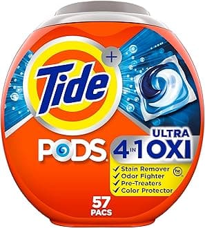 - Tide 4-n-1 Ultra Oxi PODS Laundry Detergent Pacs, 57 Count, HE Compatible, Built in Pre-treater for Stains