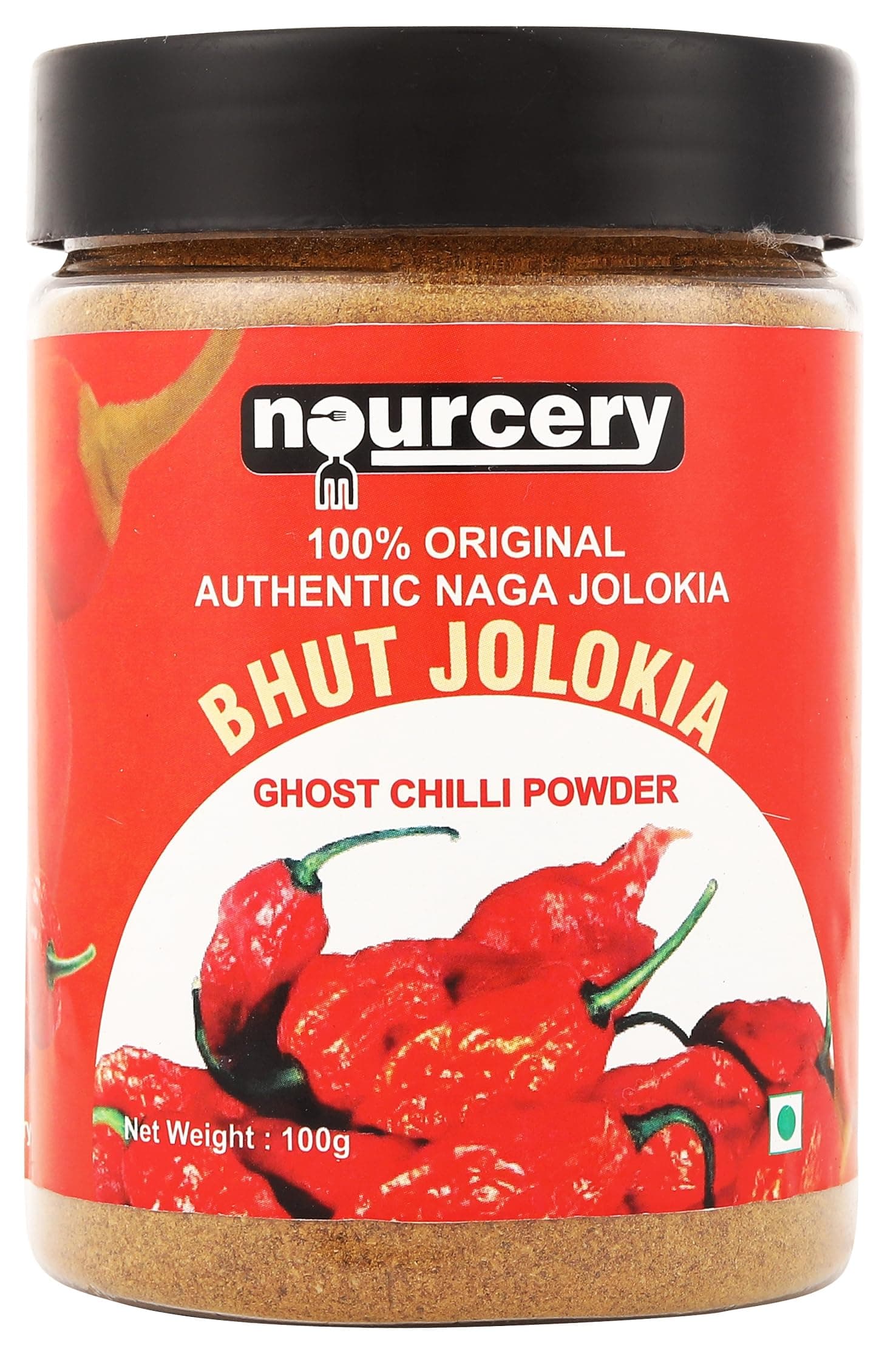 Nourcery Ghost Pepper Powder 100 Gm | Also Called Bhut Jolokia Chilli Powder | Extremely Hot Chilli Powder, It is the world’s hottest chilli Powder, 100gm (Ghost Chilli)