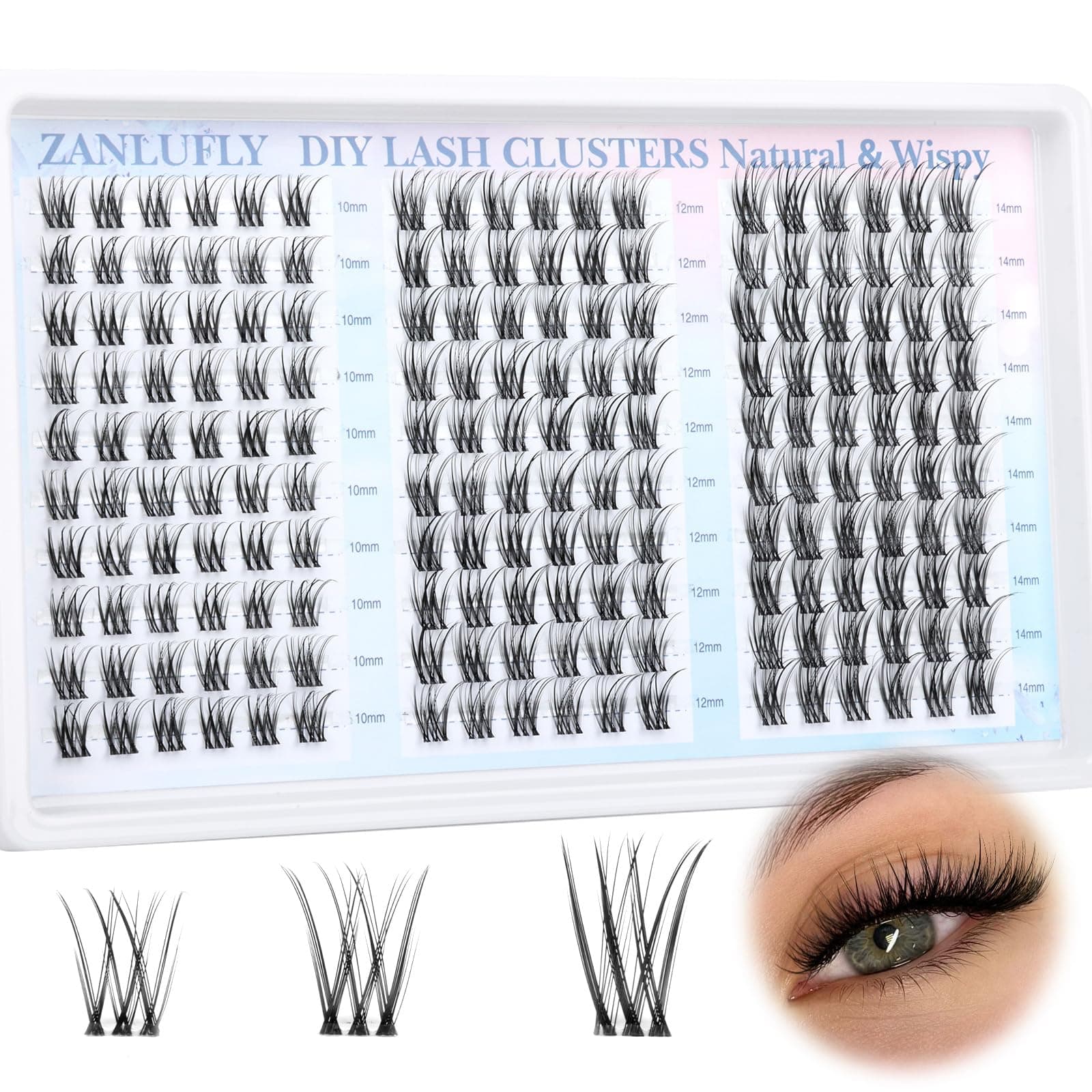 Lash Clusters Wispy Eyelash Clusters Natural C-Curly Cluster Lashes zanlufly Wispy Individual Lashes 180Pcs Eyelash Extension 10 12 14MM DIY Lash Extension