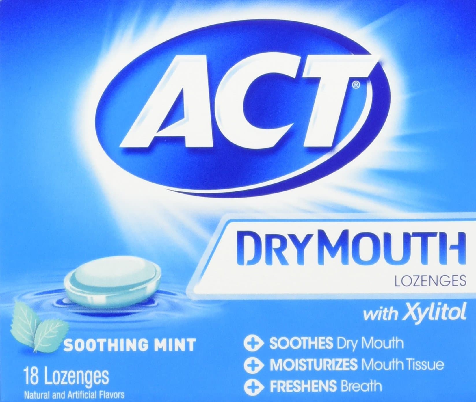 Act ACT Dry Mouth Lozenges, Mint 18 Each (Pack of 2)