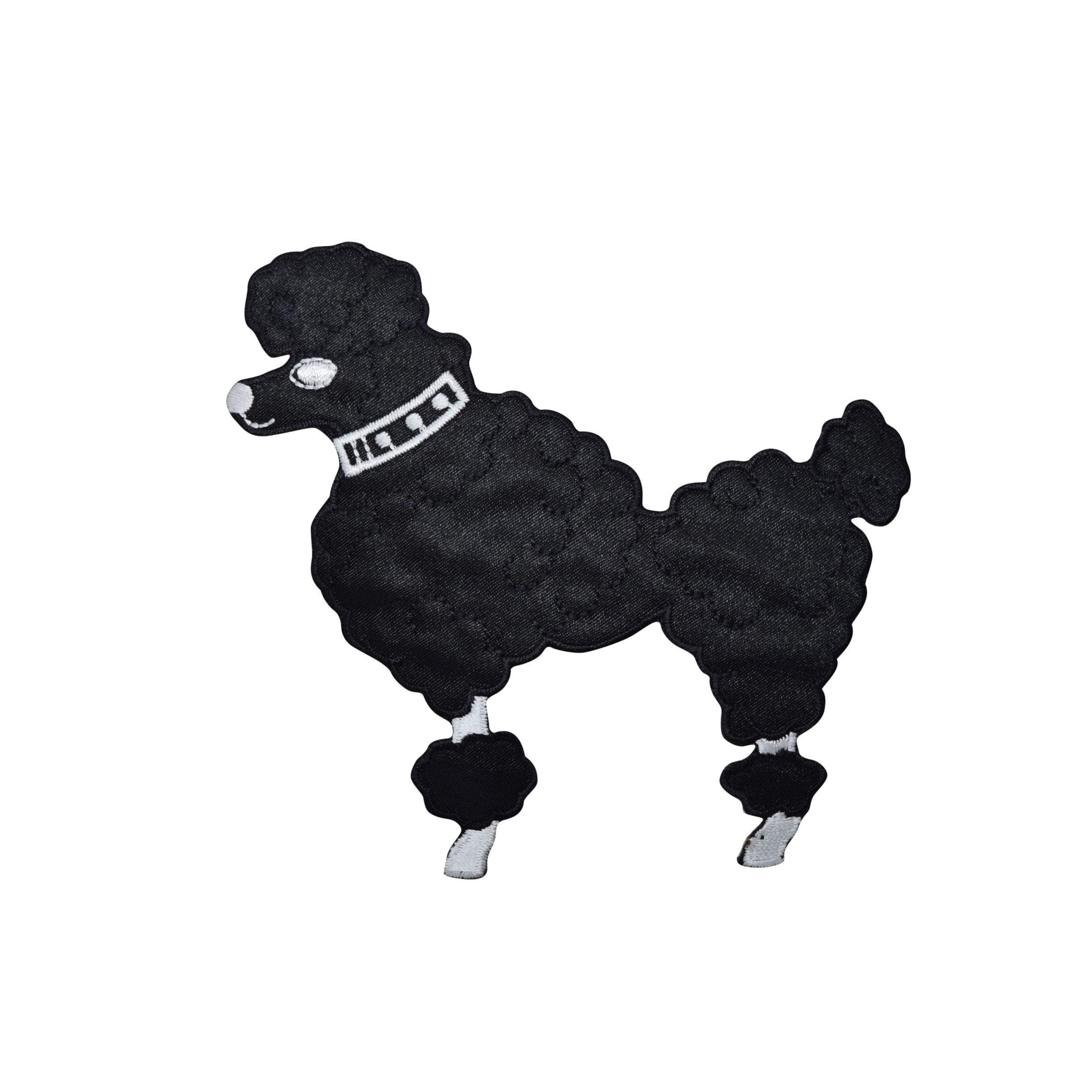 Wholesale Applique Medium Black Poodle - Facing Left - Iron on Applique/Embroidered Patch