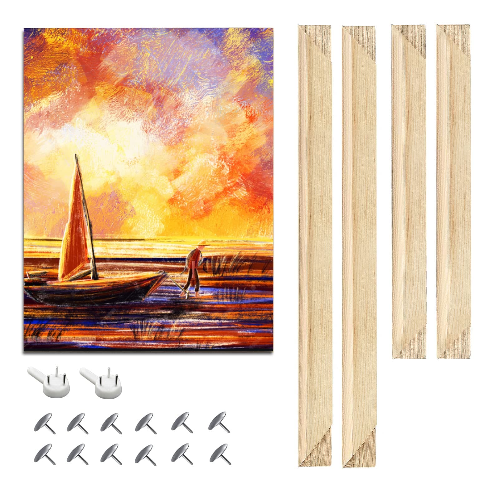 EVNEED DIY Canvas Stretcher Bars 12x16 Inch Canvas Frame - Easy to Assemble, Gallery Wrap Oil Frame Kits Canvas Wood Stretcher Bars- for Oil Paintings, Prints, Paint