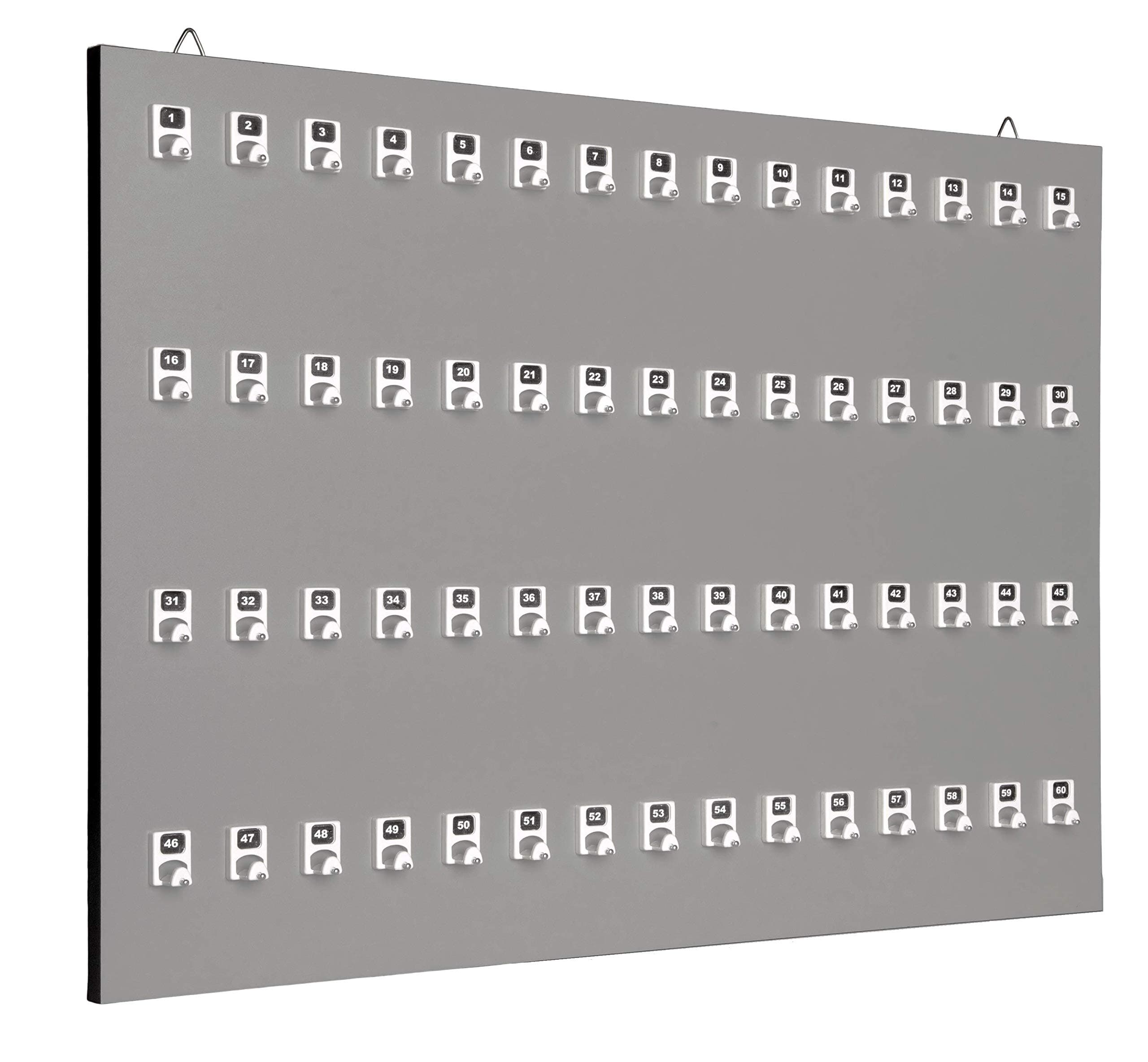 KEYSTAND # 60PGE, 60 Extra Space Numbered Key Hanger Hooks for Car Keys with Remote Control (60 Sets of Tag Ring Included)