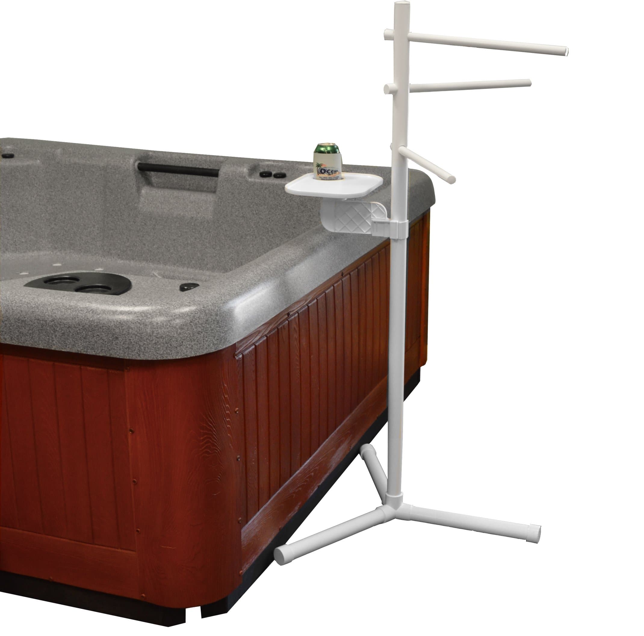 Oceantis Spa or Poolside PVC Towel Rack with Movable Swivelling Tray Table from