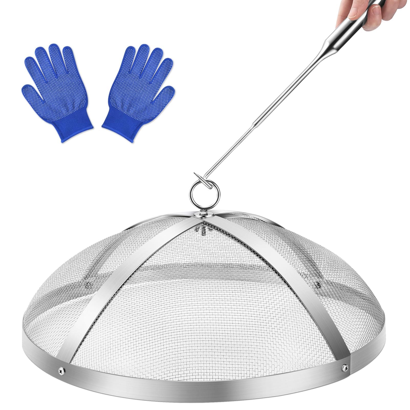 Fire Pit Spark Screen for Solo Stove Bonfire 19.5-Inch Size, Stainless Steel Mesh Cover Accessories with Shield Cover Removal Handle, Spark Guard Protector for Patio, Backyard, Outdoor Fire Pits