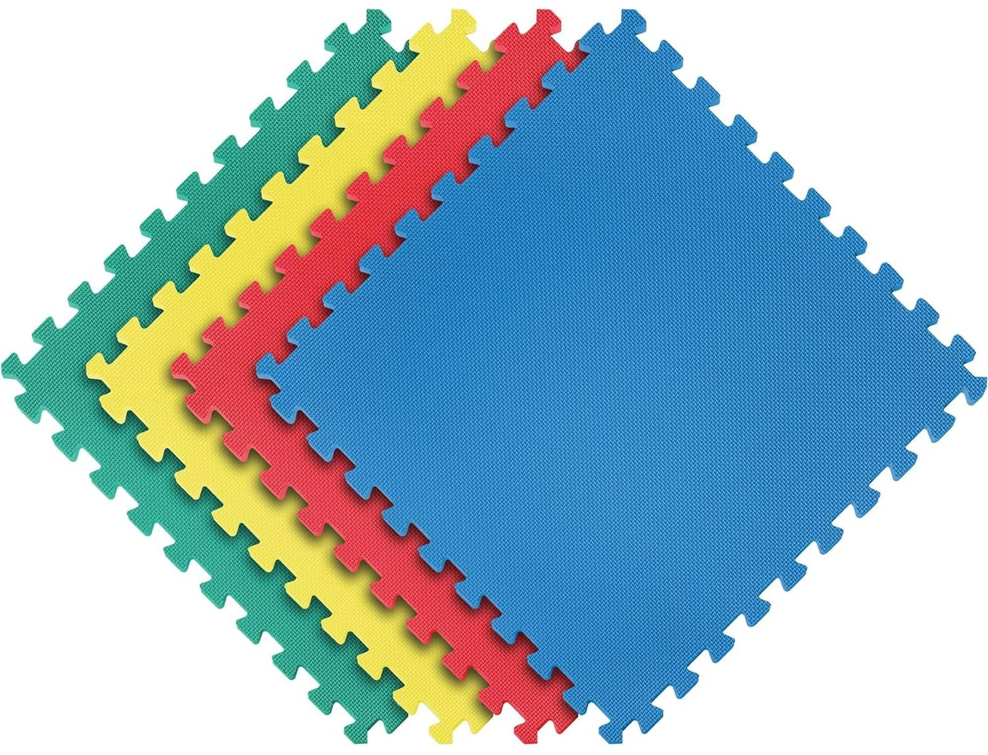 MOMENT [4 PACK] Interlocking EVA Foam Floor Play Mat for Home Gym, Yoga Mat 60 x 60cm, Puzzle Exercise Floor Mat, Workout Equipment, or Child's Play Surface - Set of 4, [Multicolor]