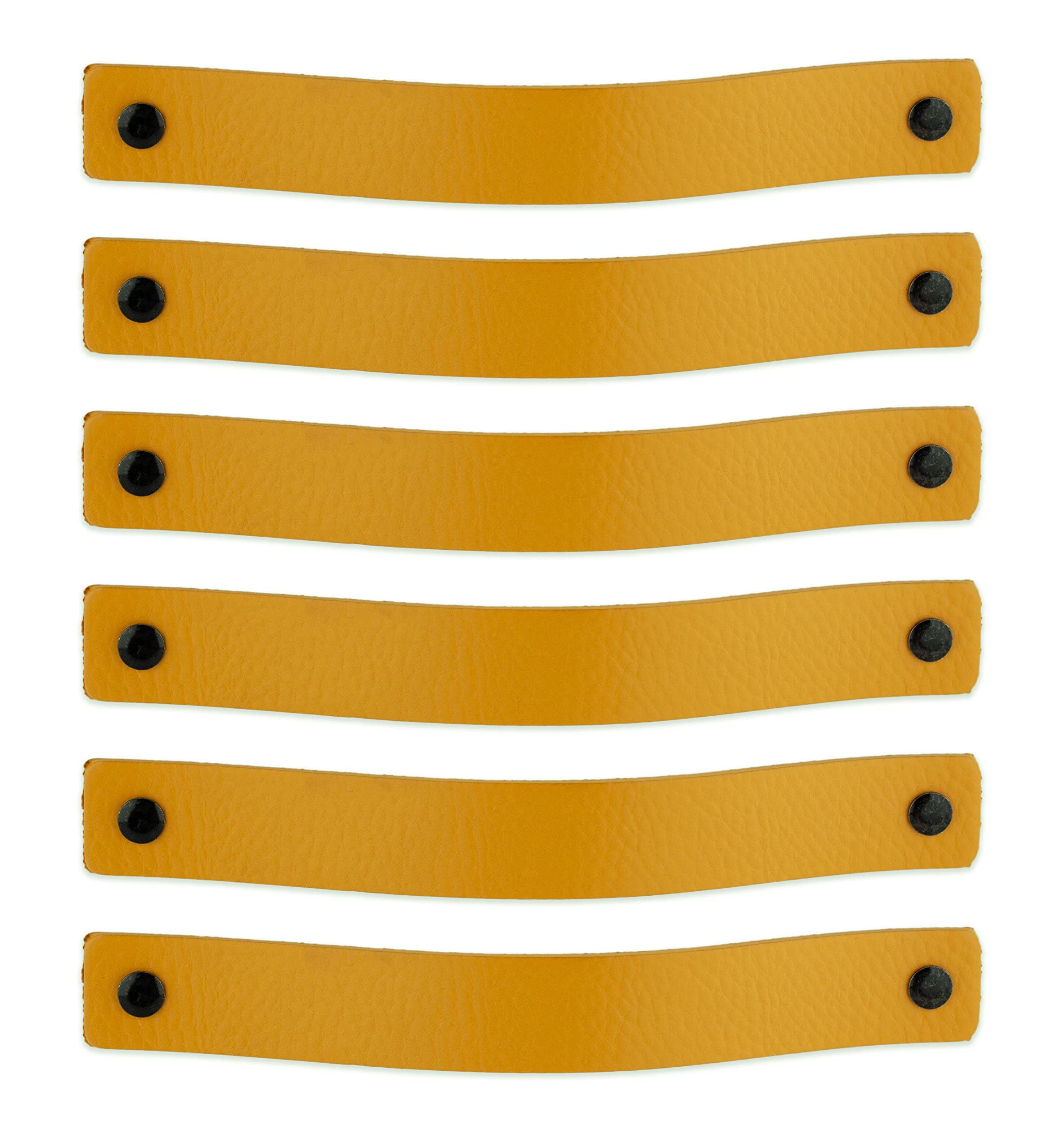 Brute Strength - Leather Drawer Pulls - Ochre Yellow - 6 pcs - 7-7/8 x 1 ’’ - Leather Handle - Leather Dresser Pulls - Cabinet knobs Dresser knobs - Dresser Handles