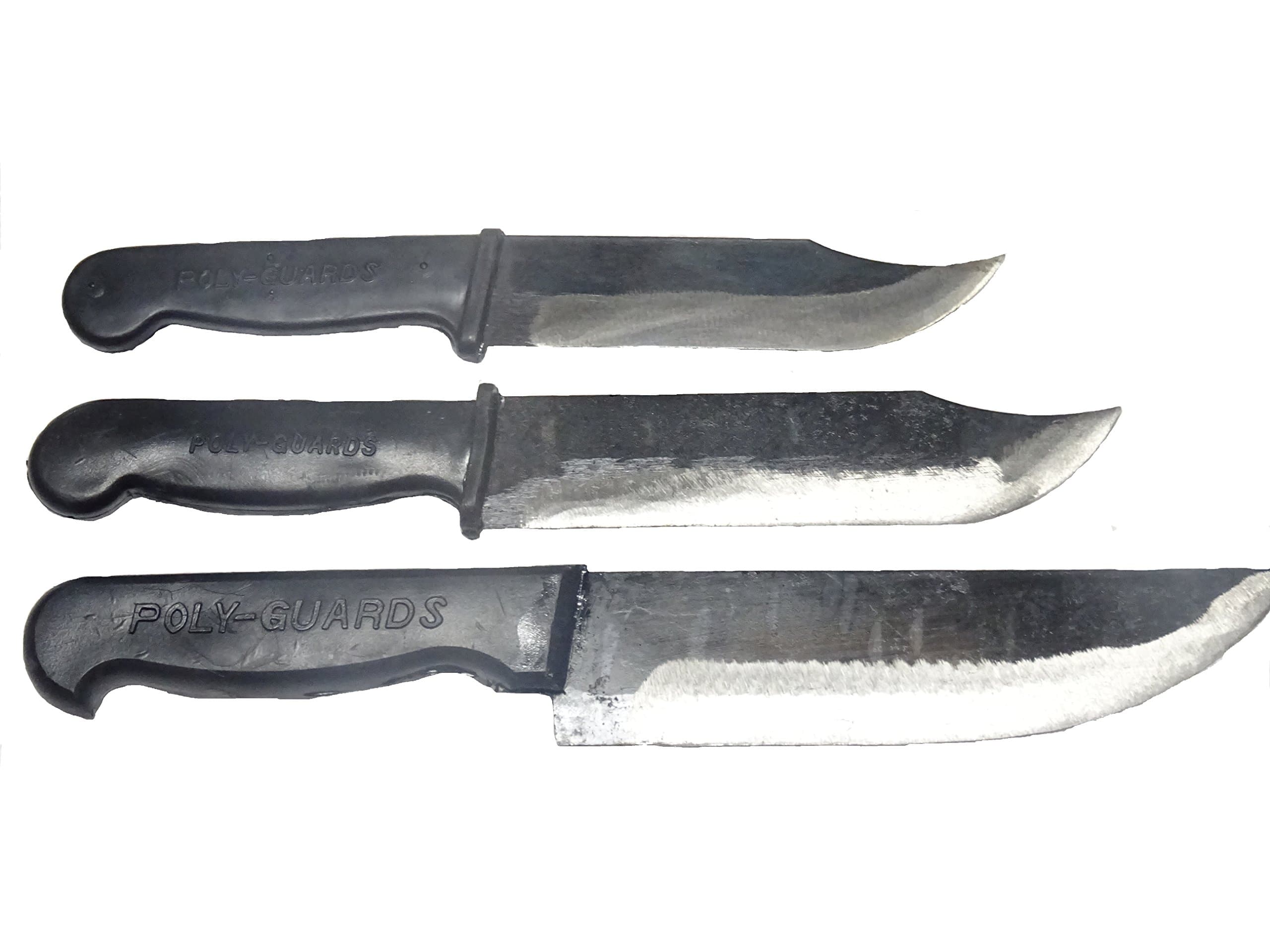PolyGuards Original Hand Made Iron Kitchen Knives, 3-Pieces | Kitchen Knife | 1 Year Manufacture Guaranty | True Edge Sharpness | Buy with Confidence (Black with Silver)