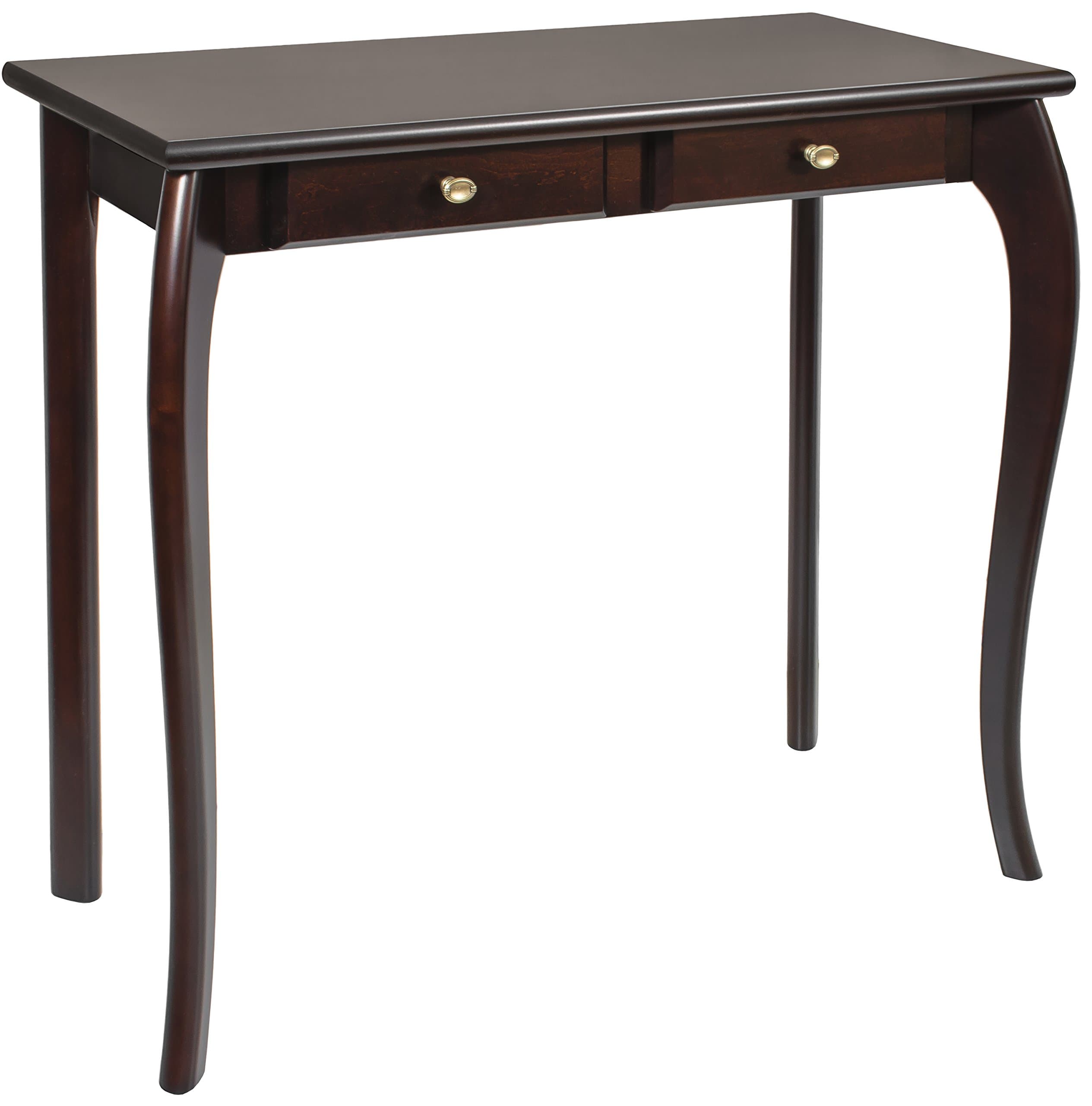 Dark Brown Hallway Console Table with 2 Drawers Made In Solid Alder