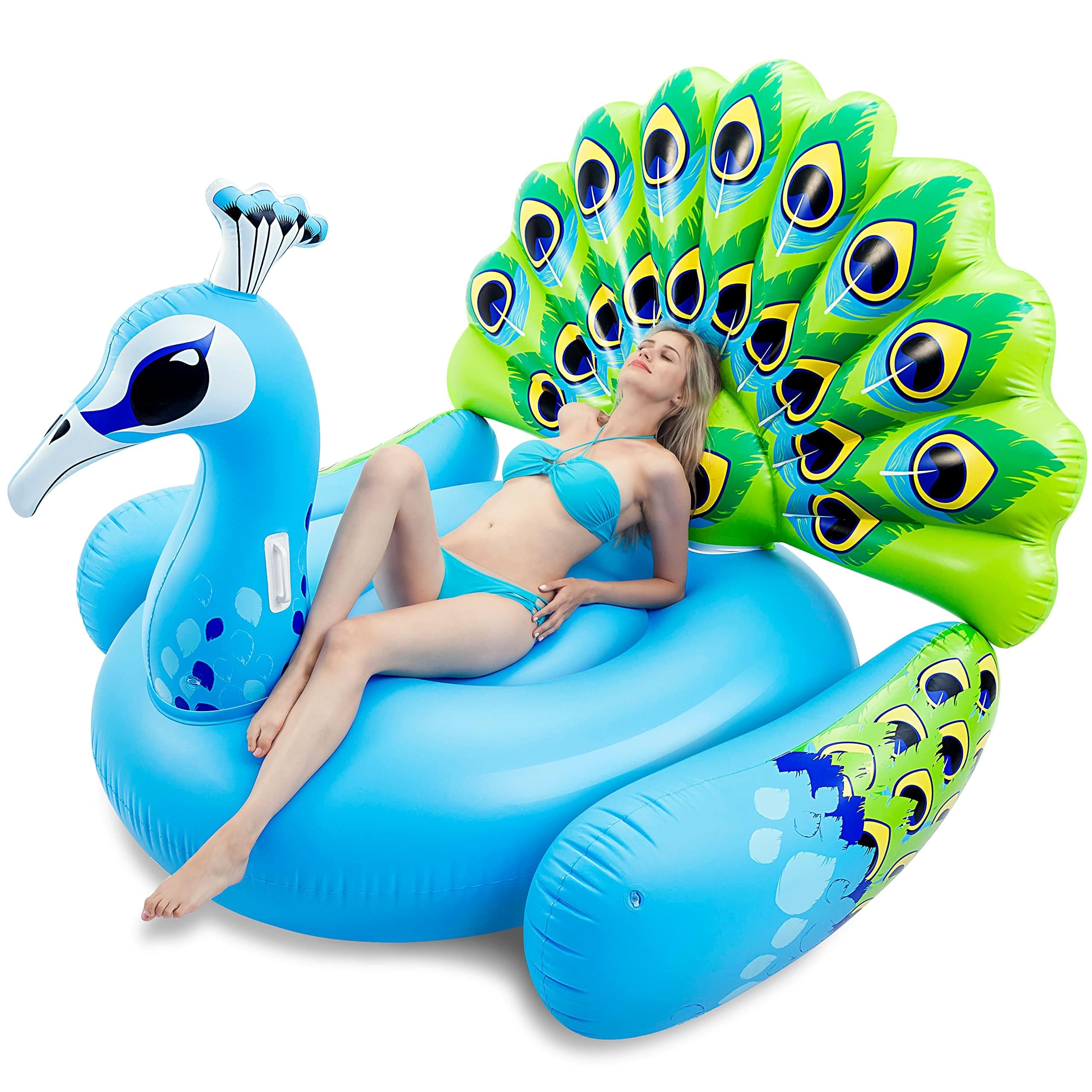 JOYIN Giant Inflatable Peacock Pool Float, Fun Beach Floaties, Swim Party Toys, Inflatable Island, Summer Pool Raft Lounge For Adults(167X157X121cm)