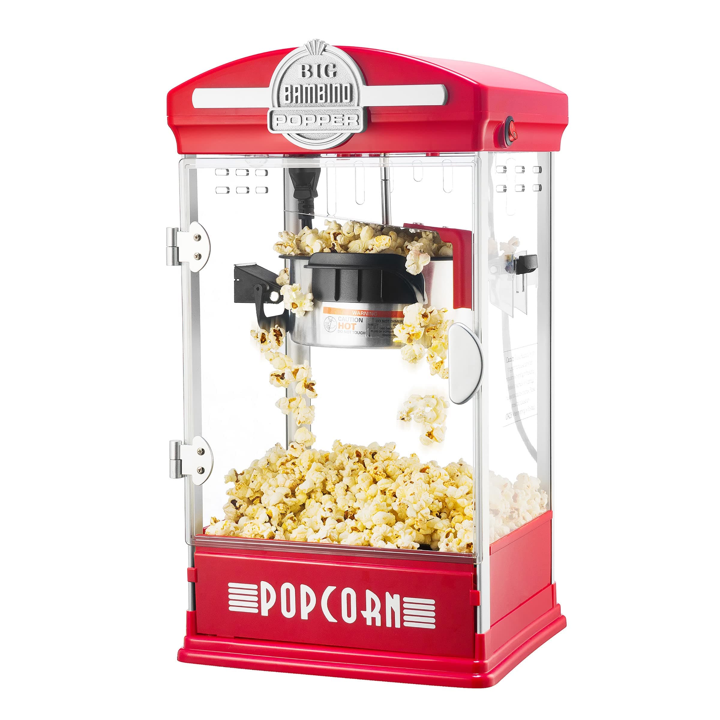 Popcorn Machine - Big Bambino Old Fashioned Popcorn Maker With 4-Ounce Kettle, Measuring Cups, Scoop, and Serving Cups by Great Northern Popcorn (Red)