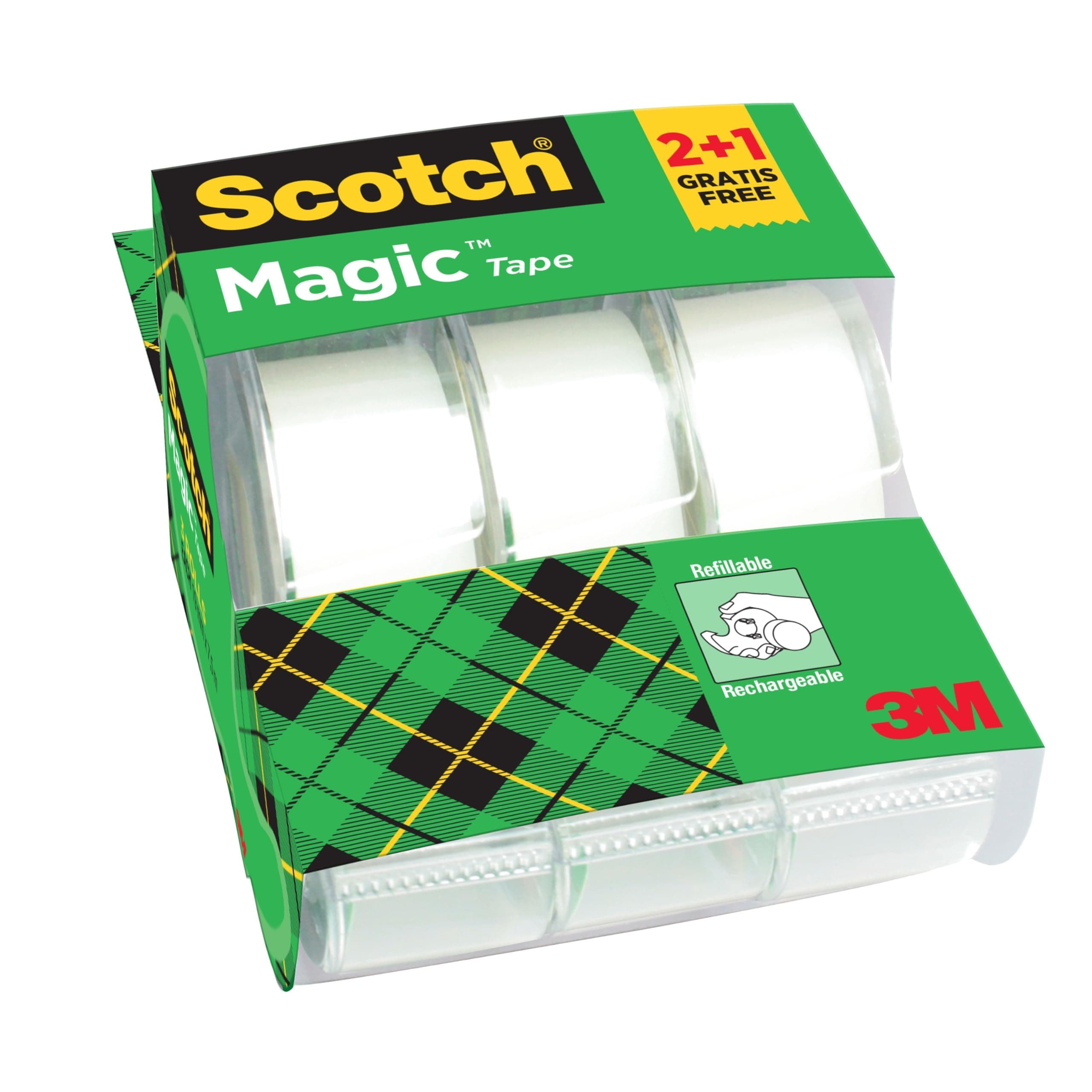 Scotch 8-1975 c3/2 Magic Tape with Cutter, 2 Bands and 1 Replacement