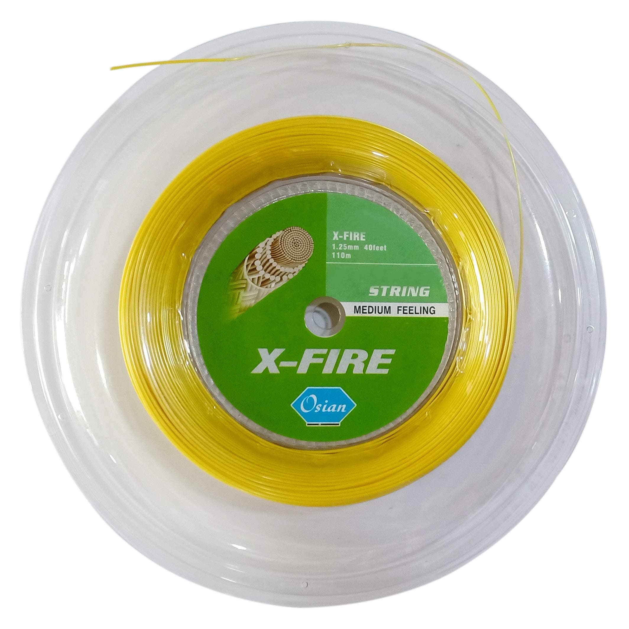 Osian X-Fire 1.25mm Squash String Coil 110m / Tournament Striker with Smooth Surface and Excellent Re-Bounce
