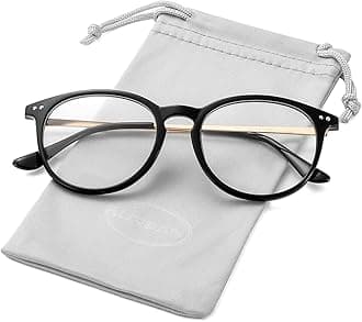 Kursan Non Prescription Clear Lens Fake Glasses for Women Men Retro Round Metal Frame Eyeglasses
