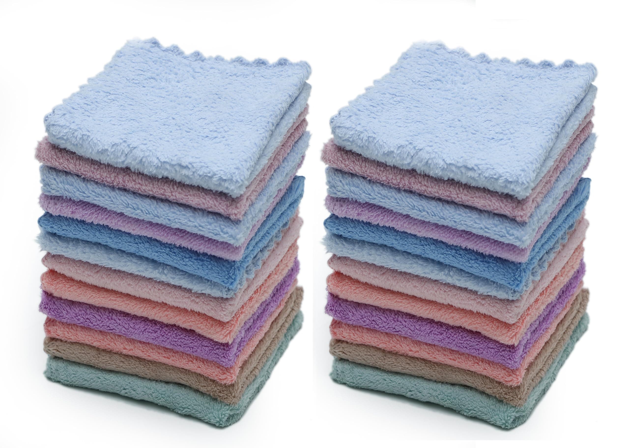 THE HOME TALK Face Towel Handkerchief for Kids | Solid Face Towel | Polyester Cotton | Super Soft | Birthday Gifting, Kanjak, School Going Kids (Pack of 24, Solid Design, 9 x 9 Inch)