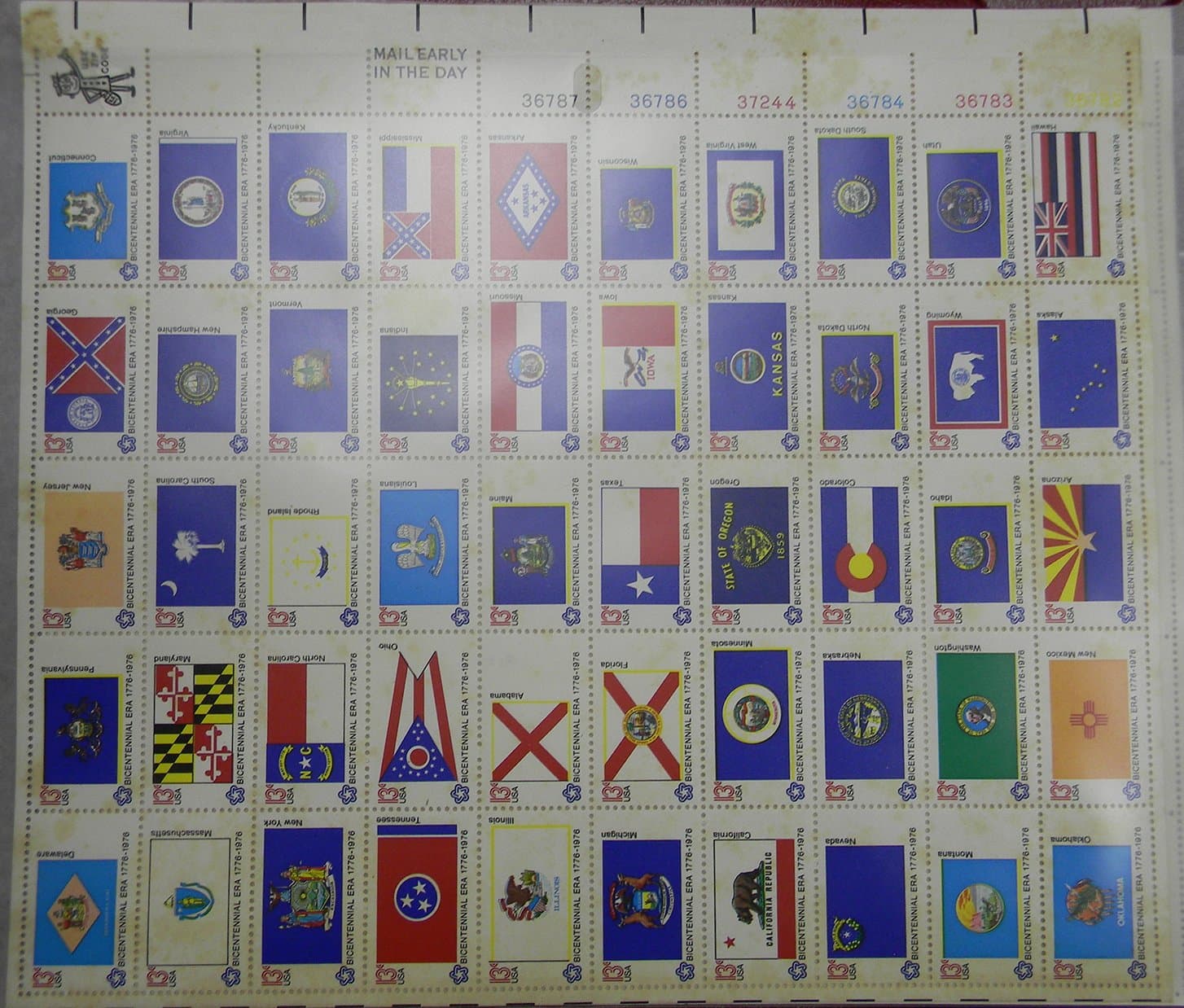 Mint Sheet - Bicentennial Era 1776-1976 - State Flags- 13c/1 Sheet 50 Stamps