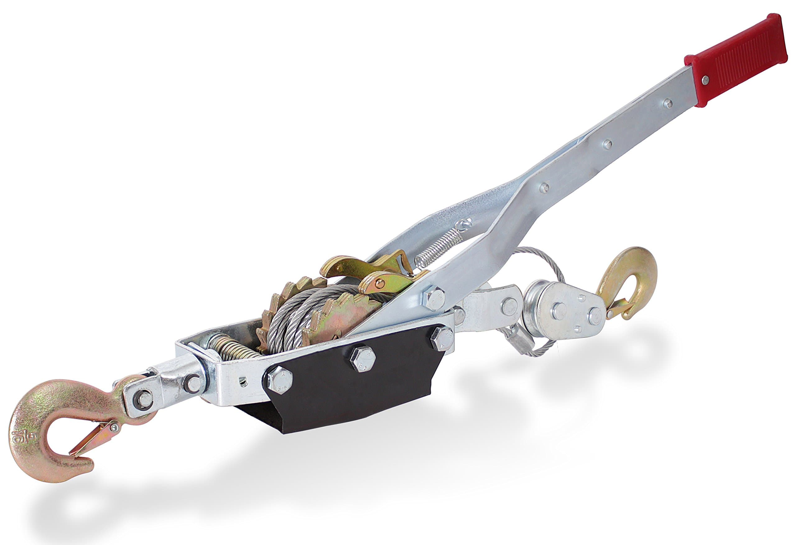 DrixetHeavy Duty 4-Ton Power Dual Gear Ratchet Puller System Come-Along Tool (2 Hooks)