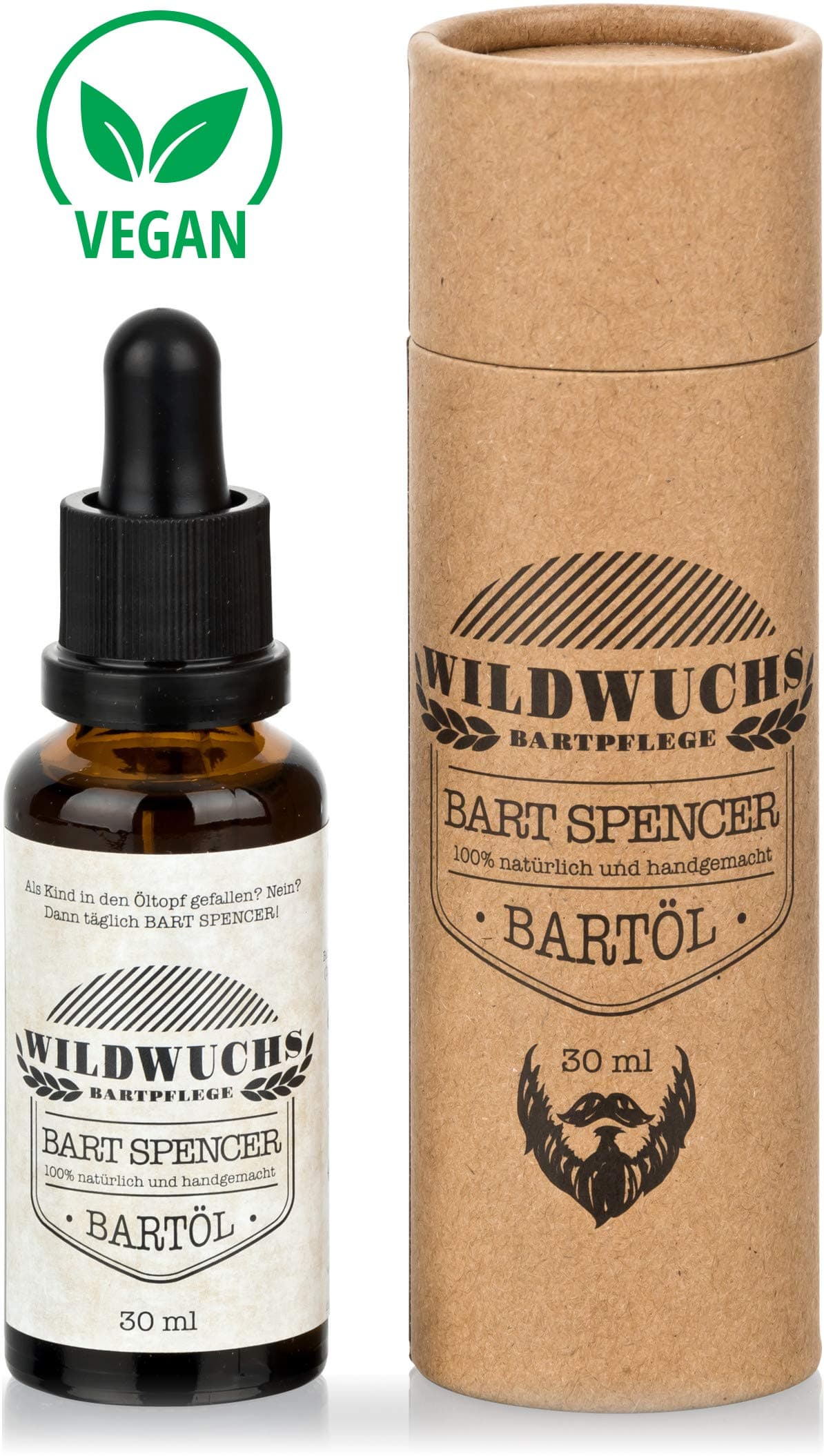 Beard oil BART SPENCER produced in Germany - 1 oz - Premium Quality - 100% natural beard care oil by Wildwuchs Bartpflege