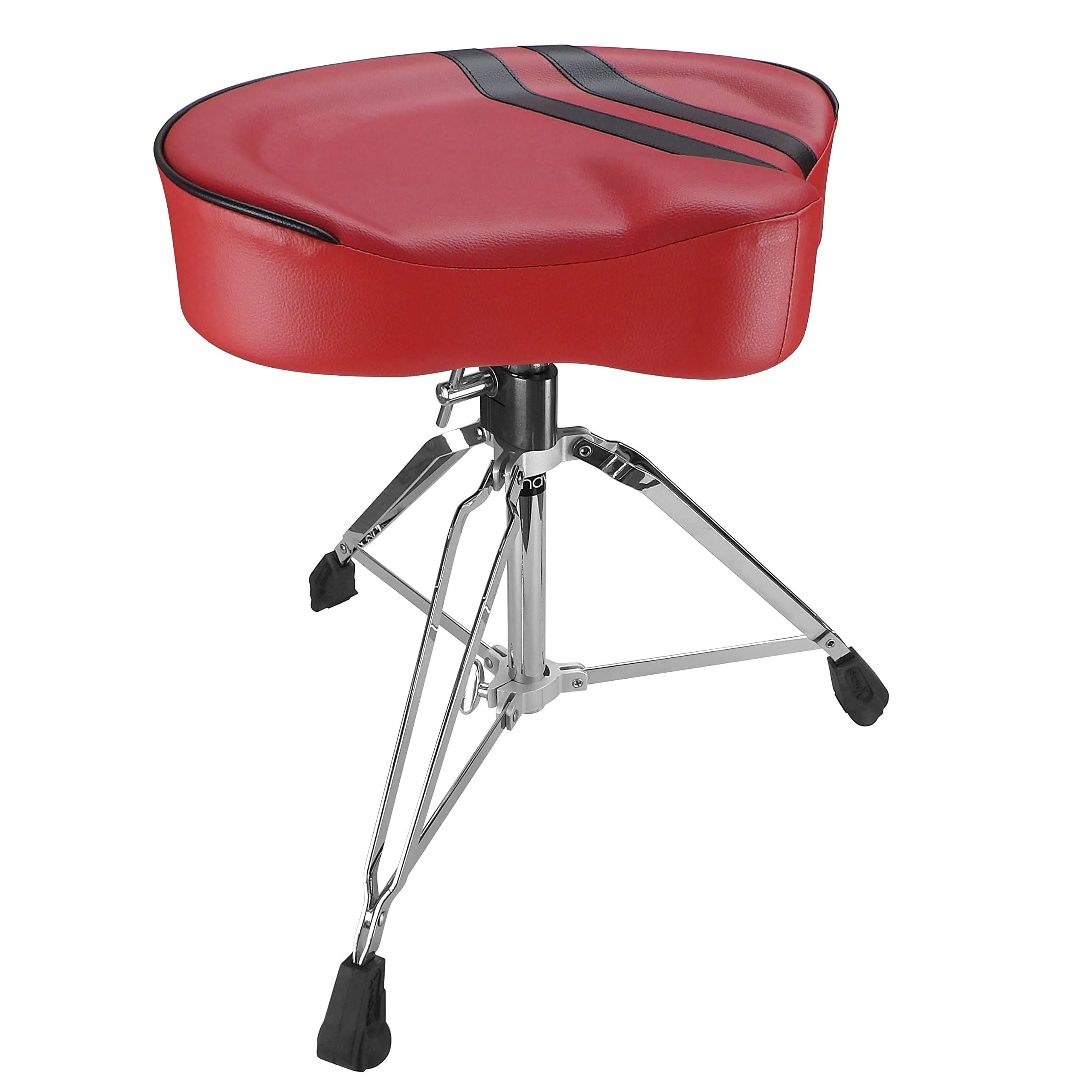 Shaw SHS18 Pro Drum Throne Saddle with Black Stripe Vinyl - Red