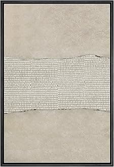 IDEA4WALL Framed Canvas Print Wall Art Grunge Tan Pastel Industrial Color Field Abstract Shapes Illustrations Modern Art Contemporary Relax/Calm for Living Room, Bedroom, Office - 24"x36" Black