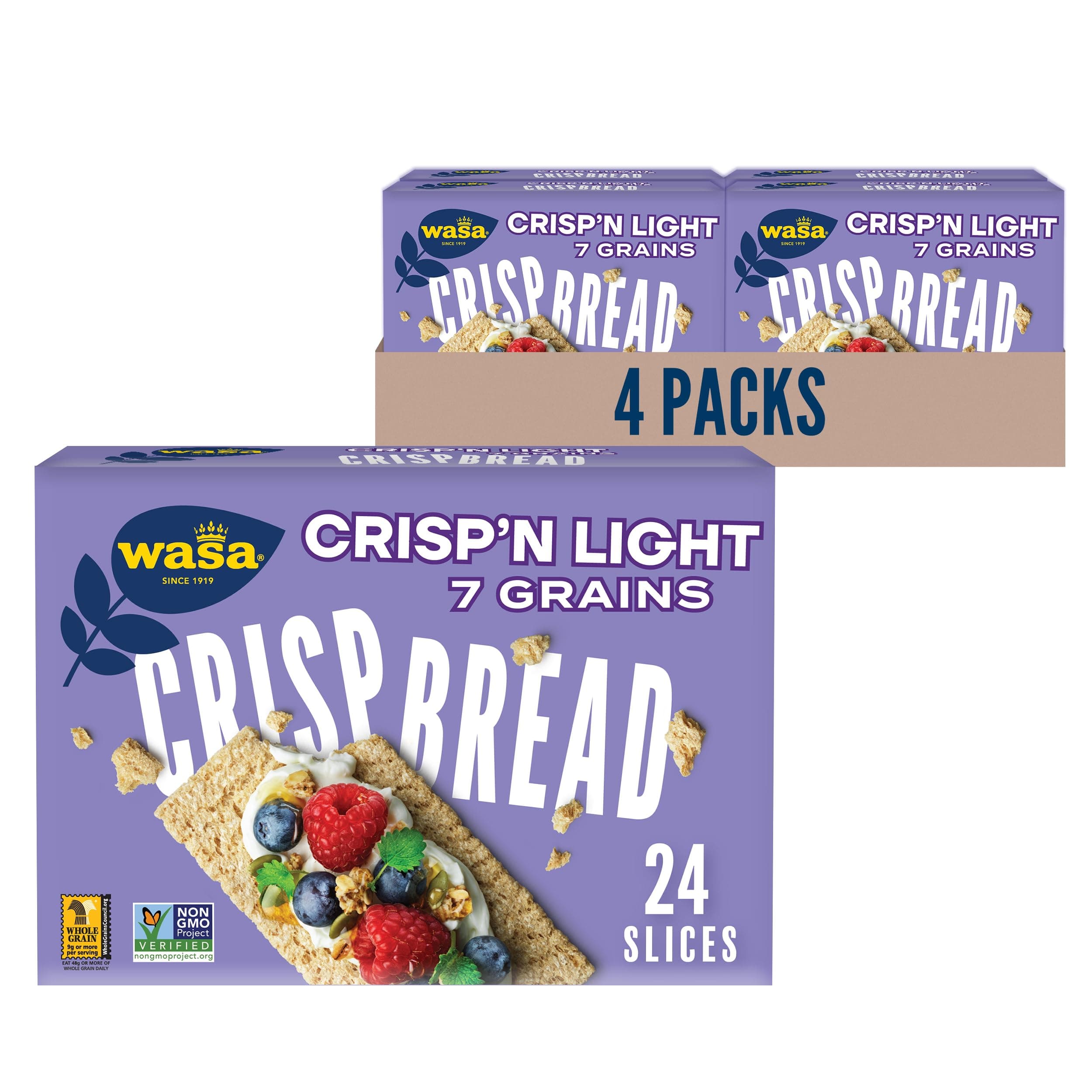 Crisp’N Light 7 Grains Crispbread, 4.9 Oz (Pack Of 4), Crackers, Fat Free, No Saturated Fat, 0g of Trans Fat, No Cholesterol, 2.5 Lb