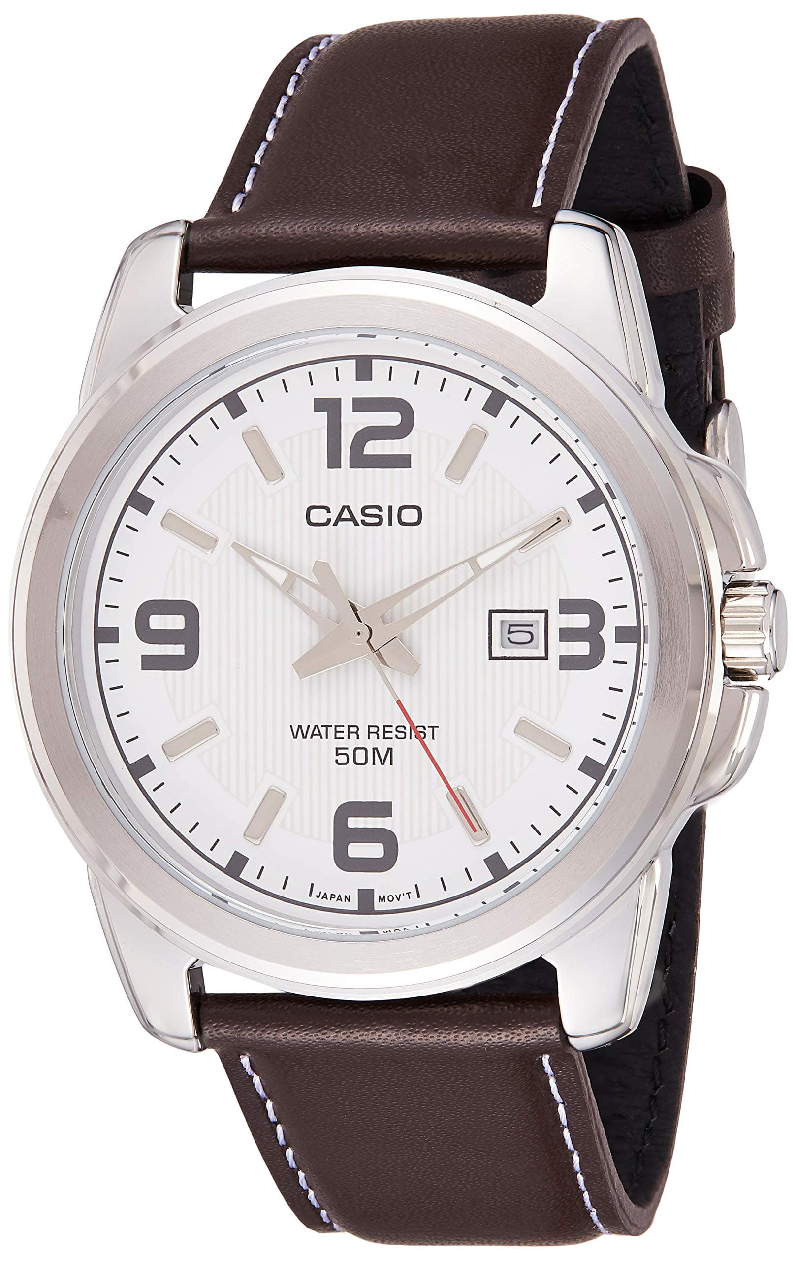 Casio Classic Men's Watch with White Dial and Leather Strap [MTP-1314L-7AVDF]