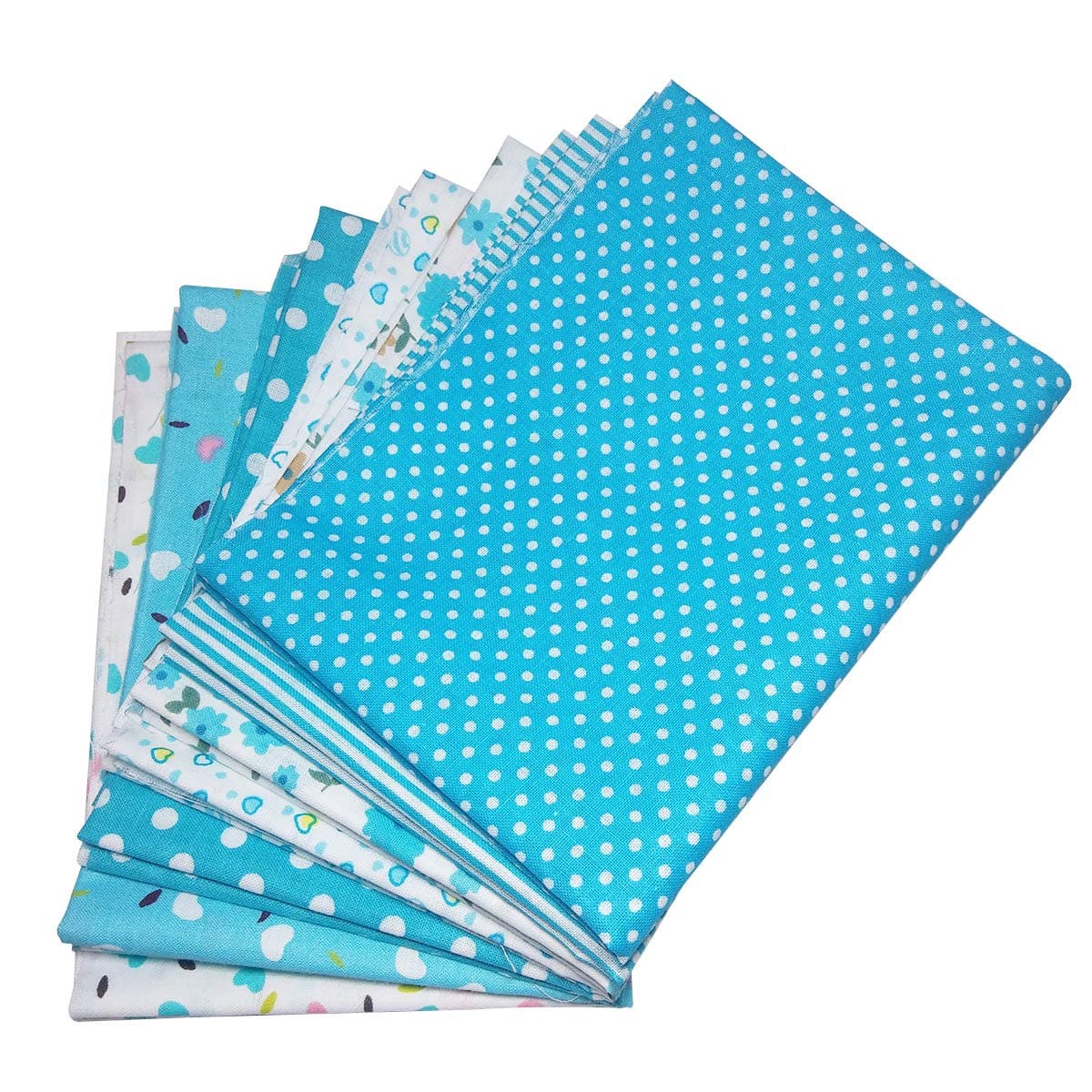 7 PC 19.7” x 19.7” Quarters Fabric Bundles Cotton Quilting Fabric Quilting Sewing Fabric Pre-Cut Quilting Cotton Crafts Textile Square Fabric Assortment with Different Patterns for DIY Sewing (Blue)