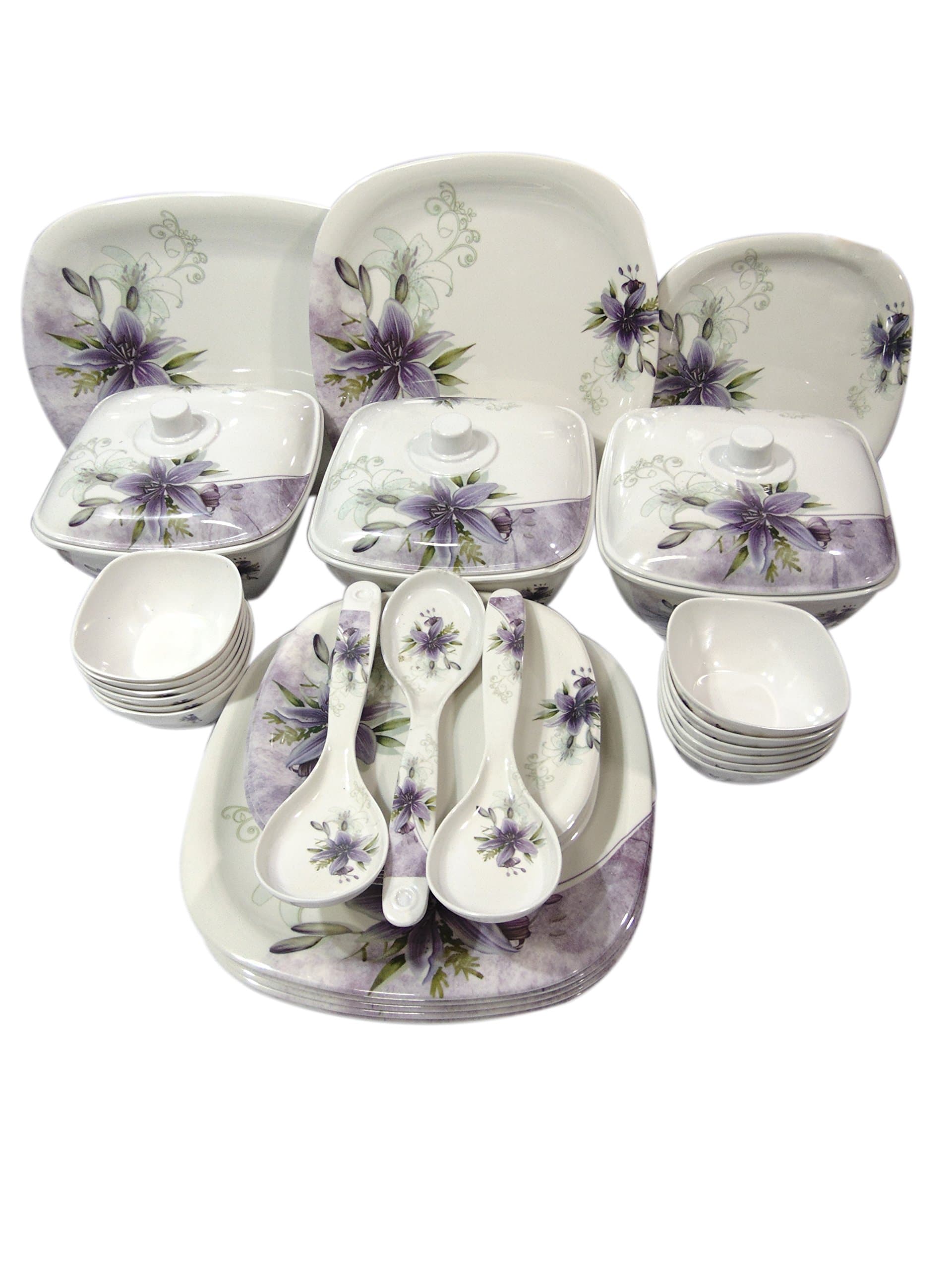 Bataniya Melamine Dinner Set - 40 Pieces, Multicolor