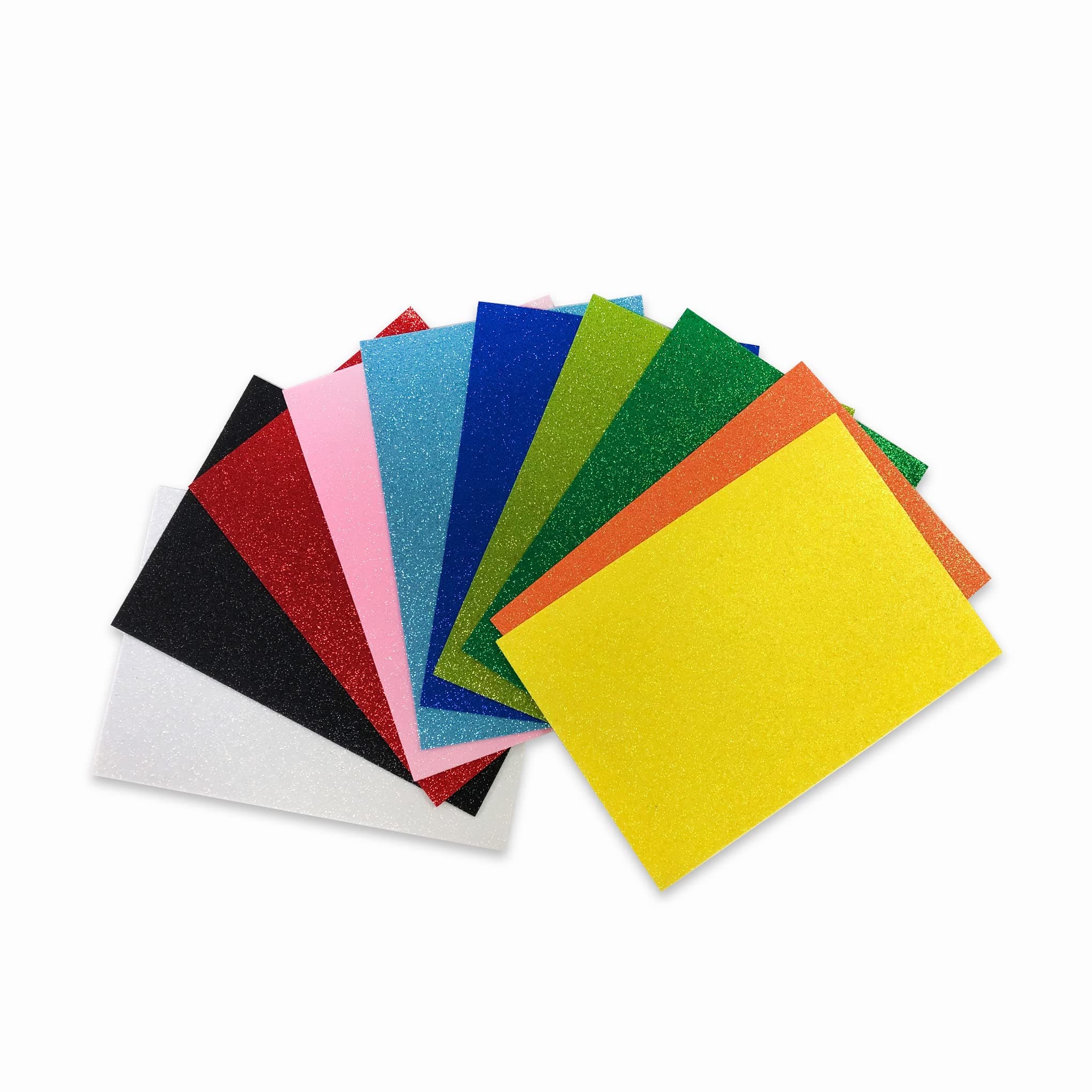 Glitter Eva Foam 10 Sheets A4 21x29.7cm Assorted Colours, 2mm 1/12” foam for easy cutting, shaping and gluing, MX-GLFA4-ASST