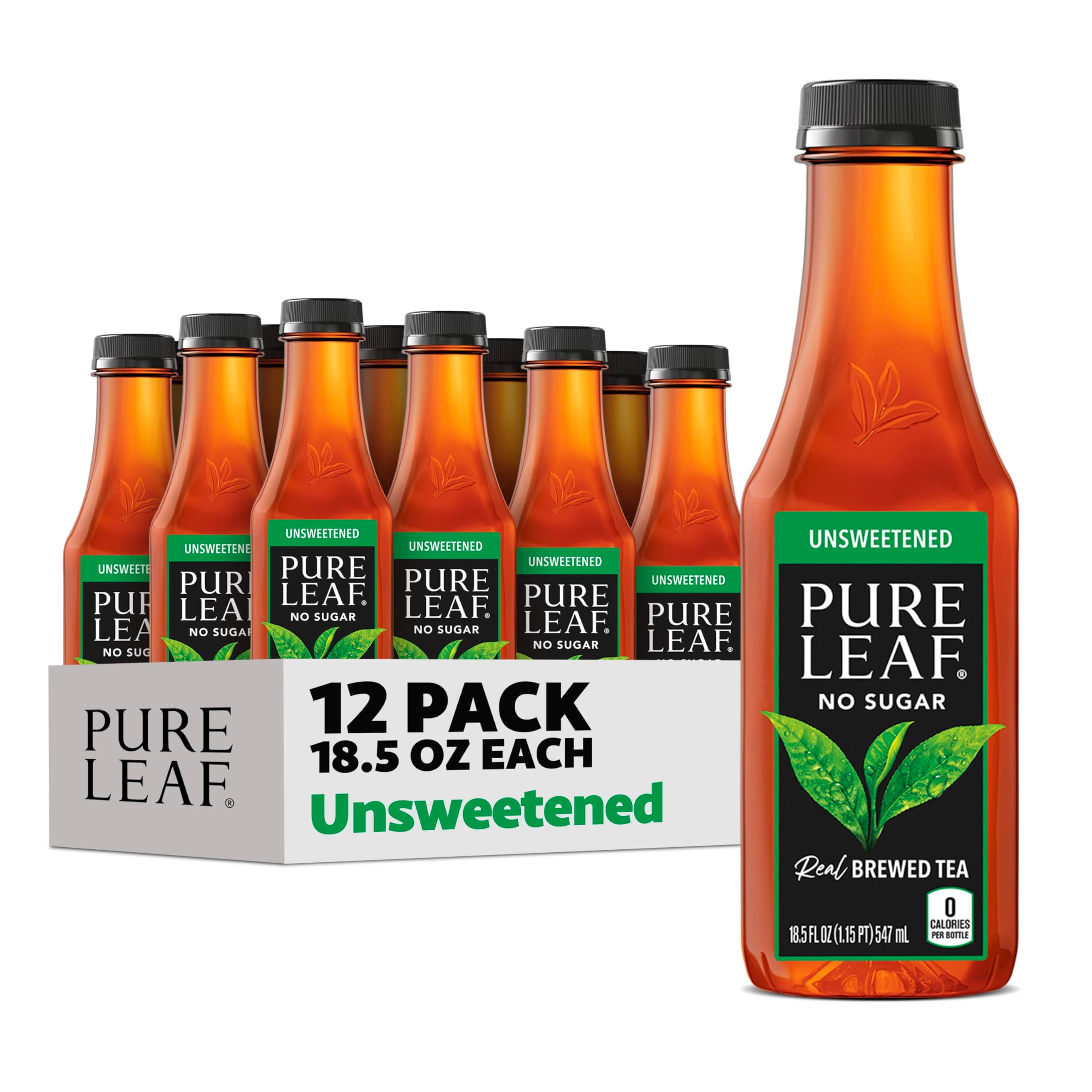 Iced Tea, Unsweetened Real Brewed Tea, Zero Sugar & Zero Calories, 18.5 Fl Oz (Pack of 12)