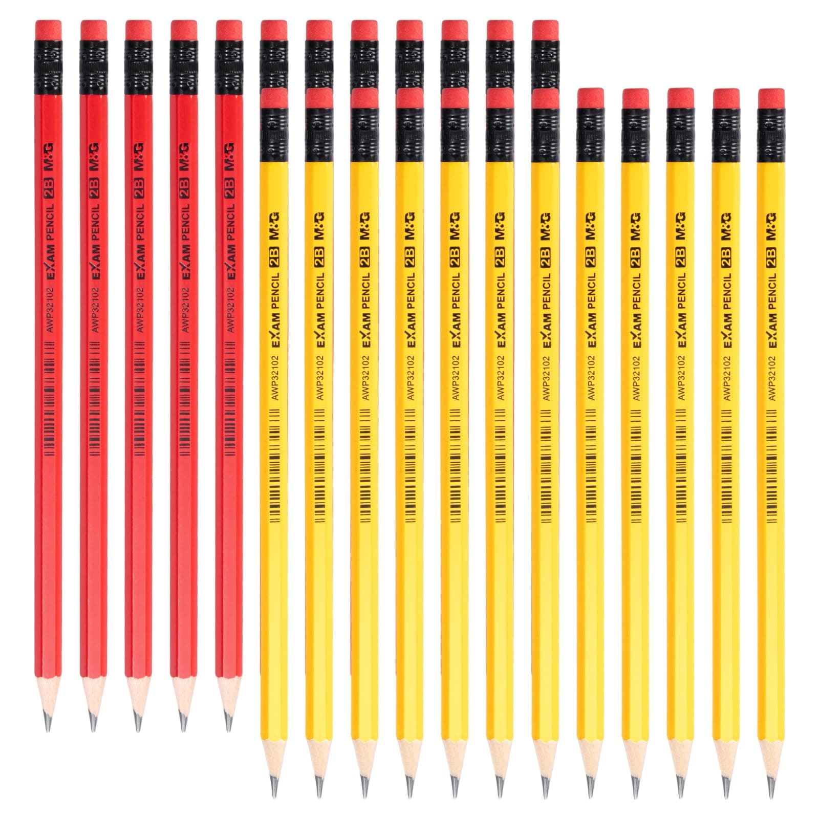 M&G Wood-cased Pencils, 24 Count, Pre-Sharpened, #1 2B Pencils, Yellow & Red, Hexagonal, Graphite Pencils Bulk with Top Erasers, School Classroom Teacher Supplies, Writing, Drawing and Sketching