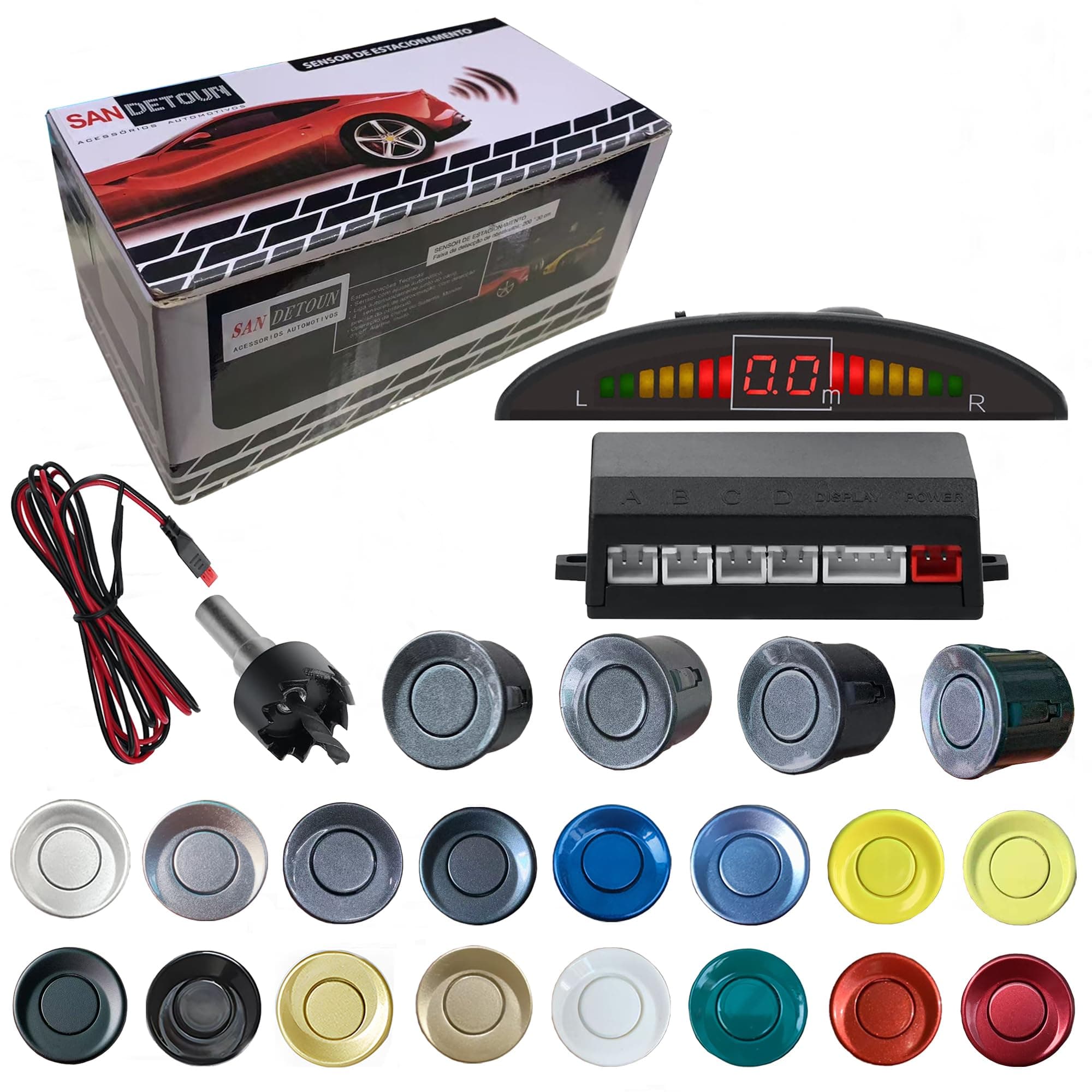 Parking Sensor Kit Backup Sensor Kit Reverse Sensor for Car 18 Color Options for Probes Adjustable Alarm Volume Professional Sensore de Reversa para Carro Safe Driving Assistant（Grey）