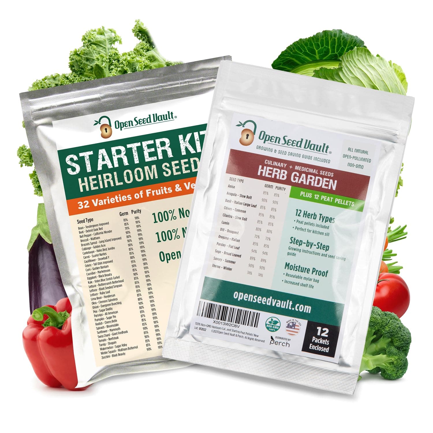 Open Seed Vault | 44 Heirloom Seed Types Variety Pack Bundle | 2026 Season | Non GMO Herbs, Vegetable and Fruit Seeds | Planting Outdoor & Indoor Garden | Gardening Starter Kit High Yield Produce