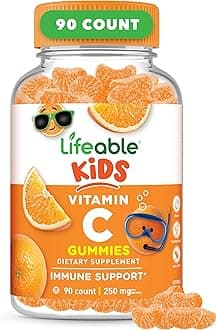 LifeableVitamin C - Great Tasting Natural Flavor Gummy Supplement - Vegetarian GMO-Free Chewable Vitamins - for Immune Support - 90 Gummies (250 mg for Kids)