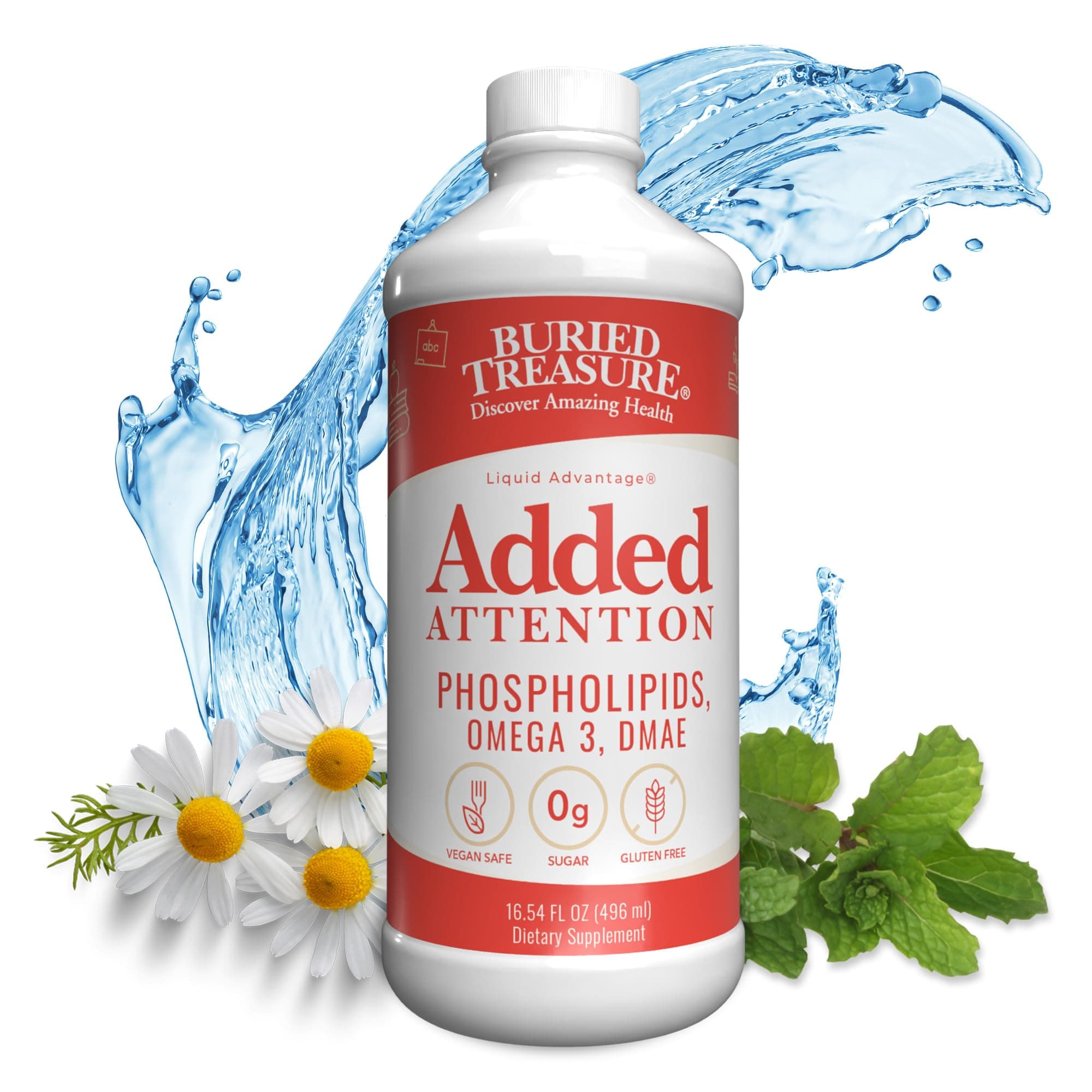 Added Attention - Children's Learning Support with GABA DHA Vitamin B and Herbal Blend - Aid Healthy Brain Functions - Improved Short-Term Auditory Memory Focus & Behavior 16.54 oz