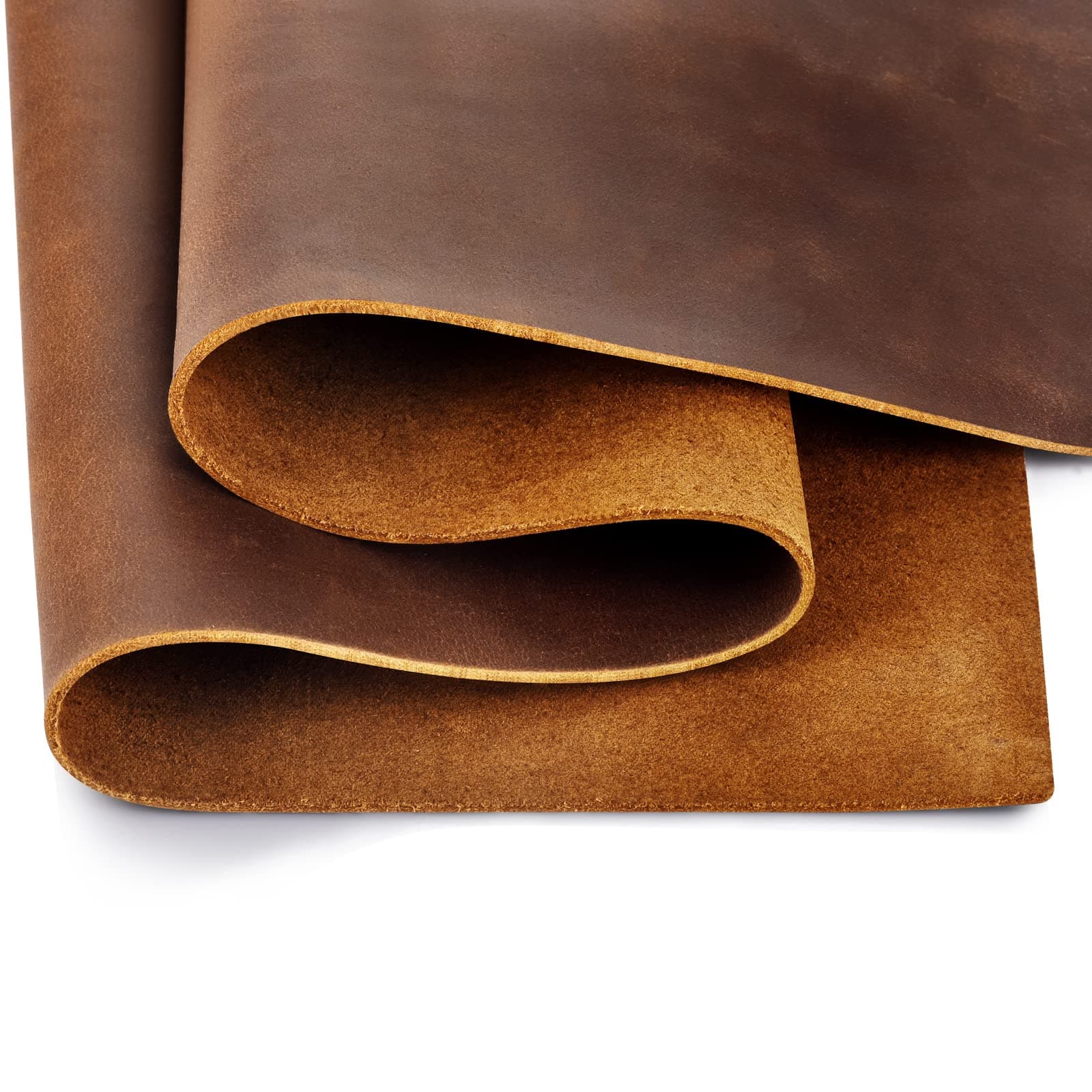 TeeLiy Tooling Leather Square 1.8-2.0MM Thick Genuine Top Full Grain Oil Tan Crazy Horse Cowhide Leather Sheets for Crafts Tooling Sewing Wallet Earring Hobby (Brown, 8"x12")