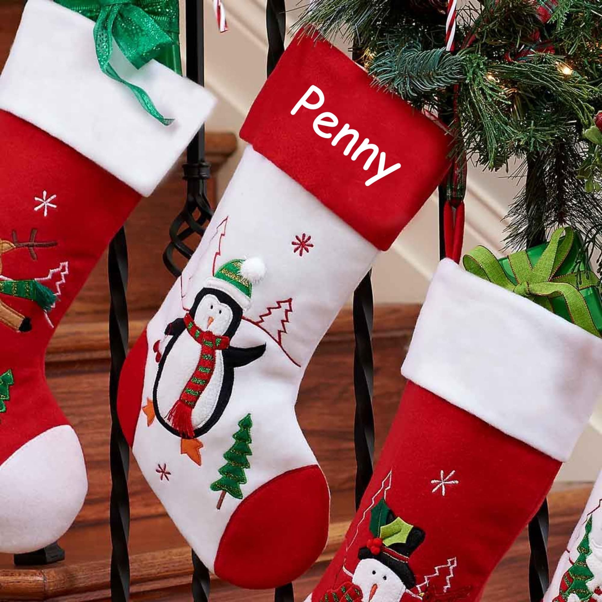 DIBSIES Personalized Holiday Christmas Stocking (Penguin)