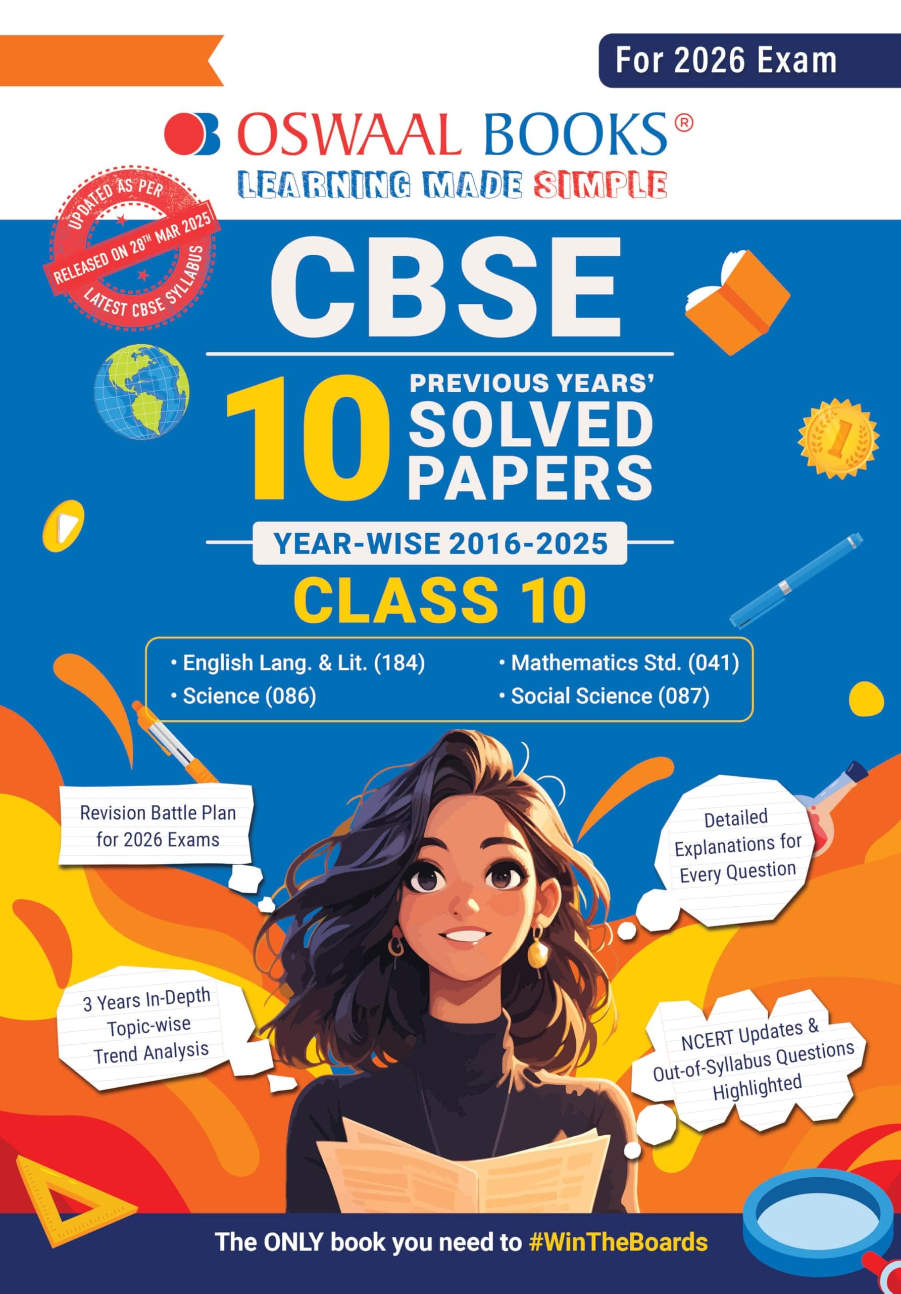 Oswaal Cbse 10 Years' Solved Papers, Yearwise (2016-2025) Class 10