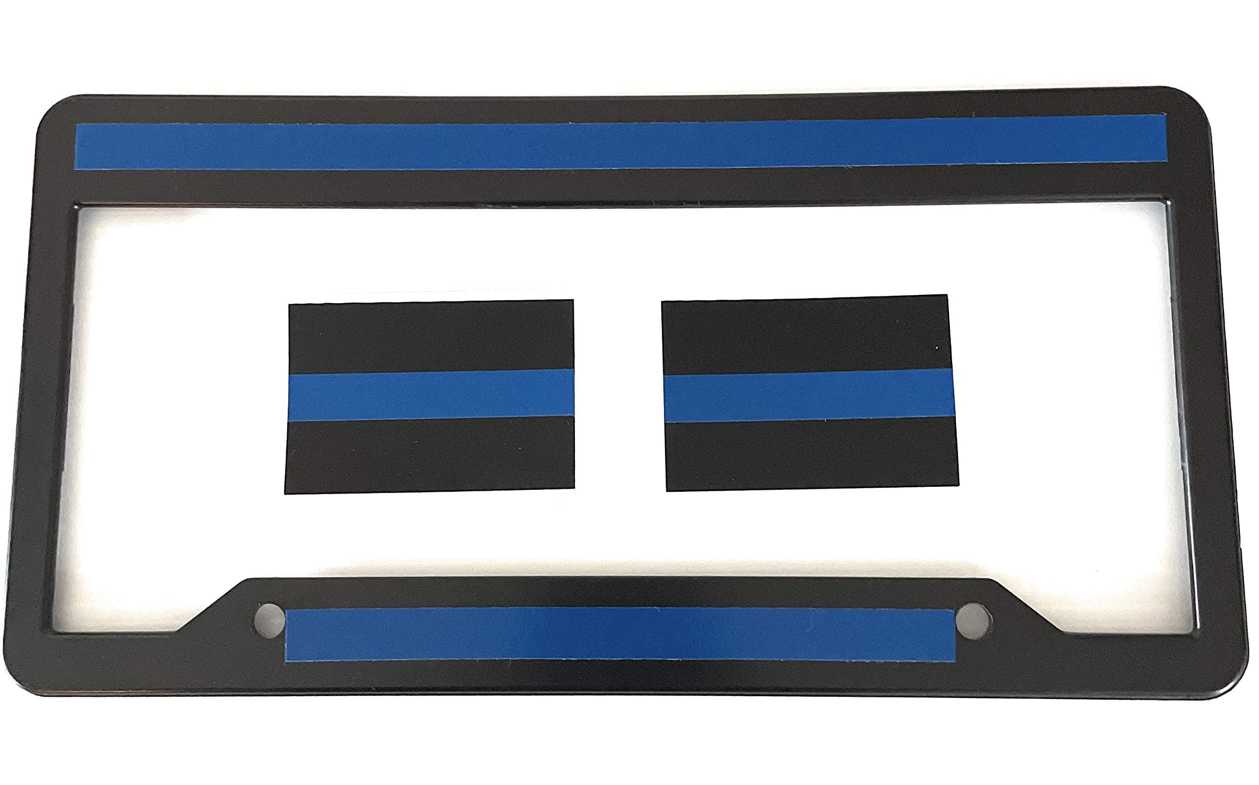 Thin Blue Line Reflective License Plate Frame With 2 Free Decals