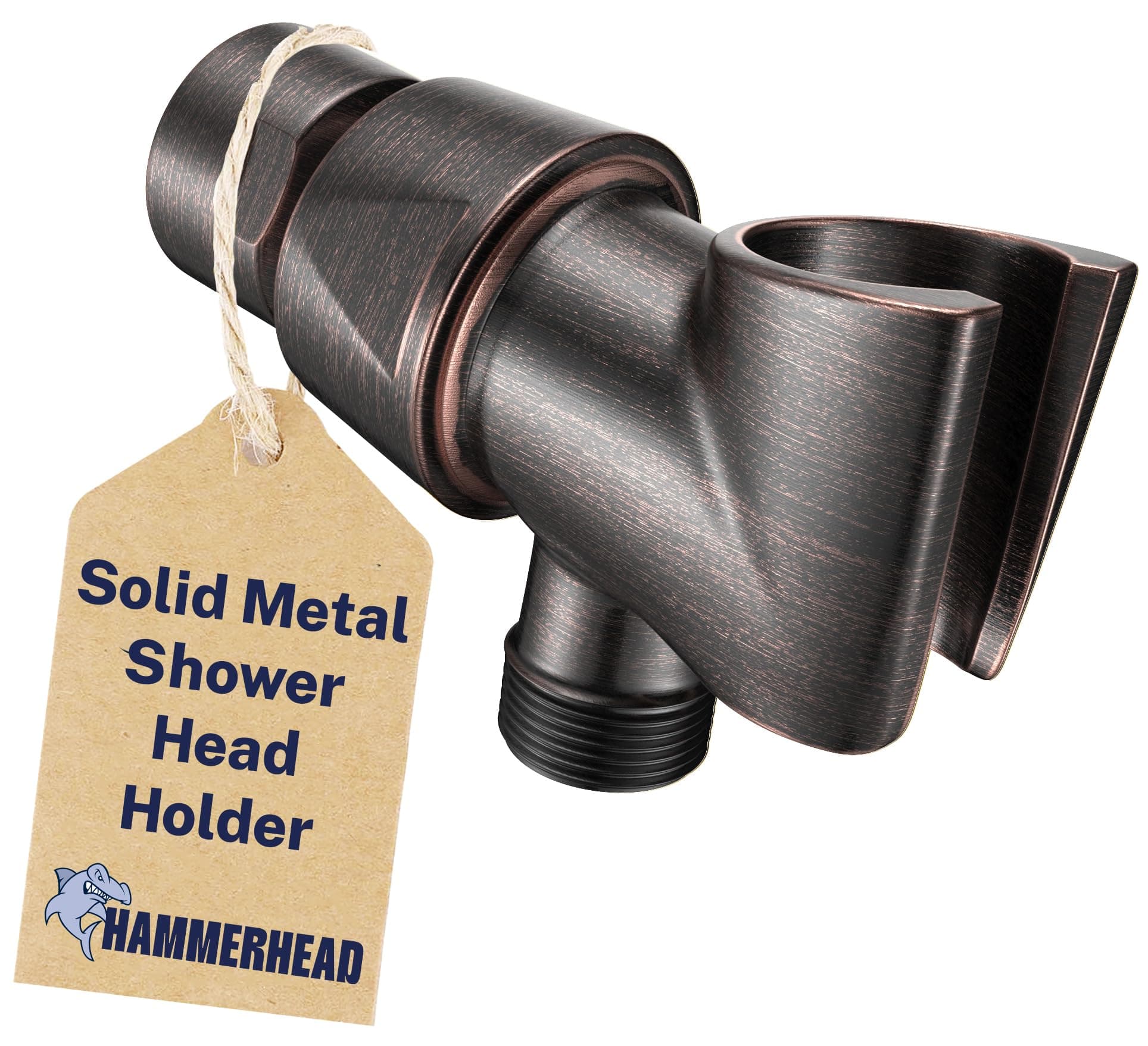 HammerHead Showers Solid Metal Handheld Showerhead Holder, Adjustable Wand Holder with Universal Wall Hook Bracket and Brass Pivot Ball, Oil Rubbed Bronze