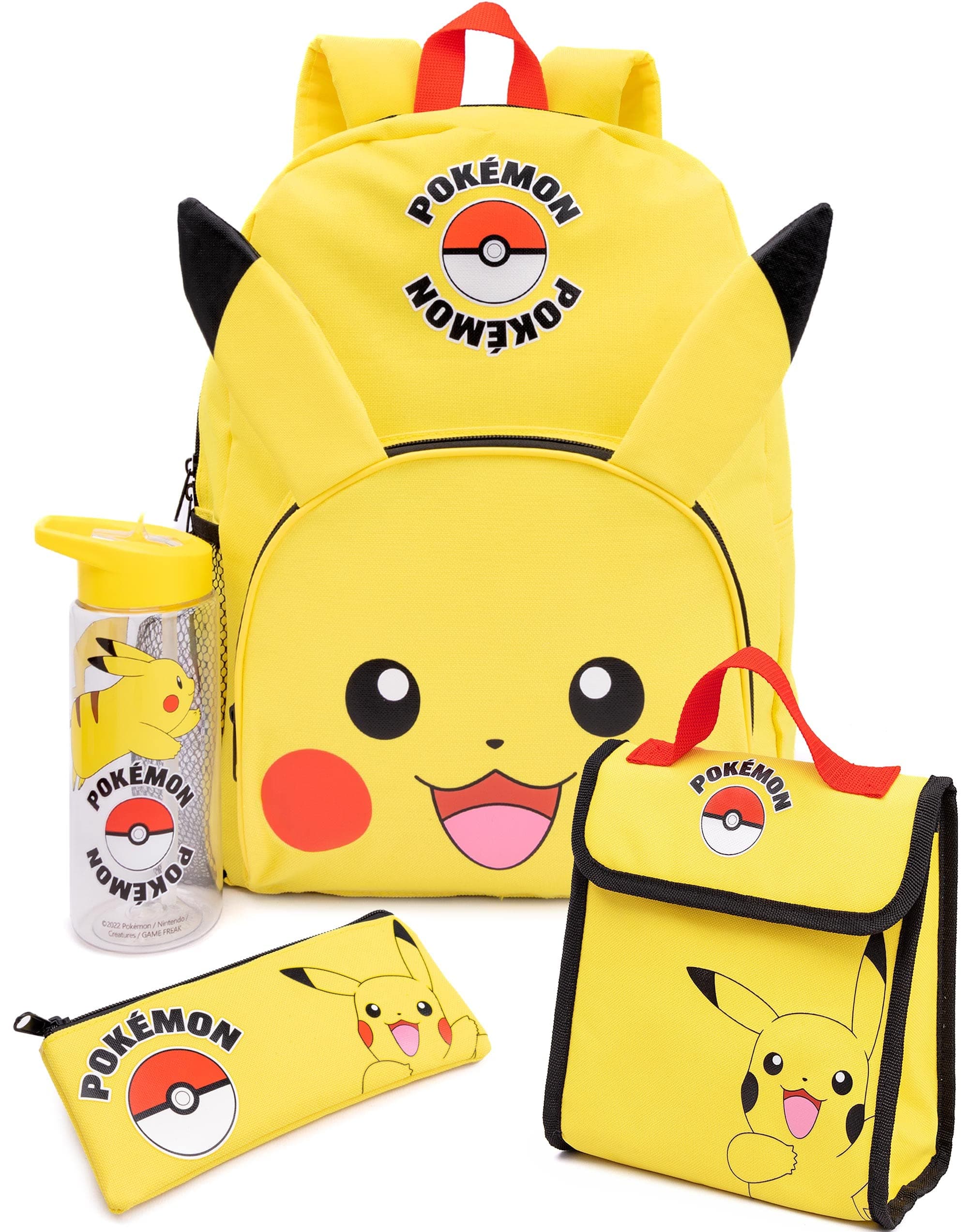 Pikachu Kids Backpack Set | 4-Piece School Bag with Lunch Bag, Pencil Case & Water Bottle