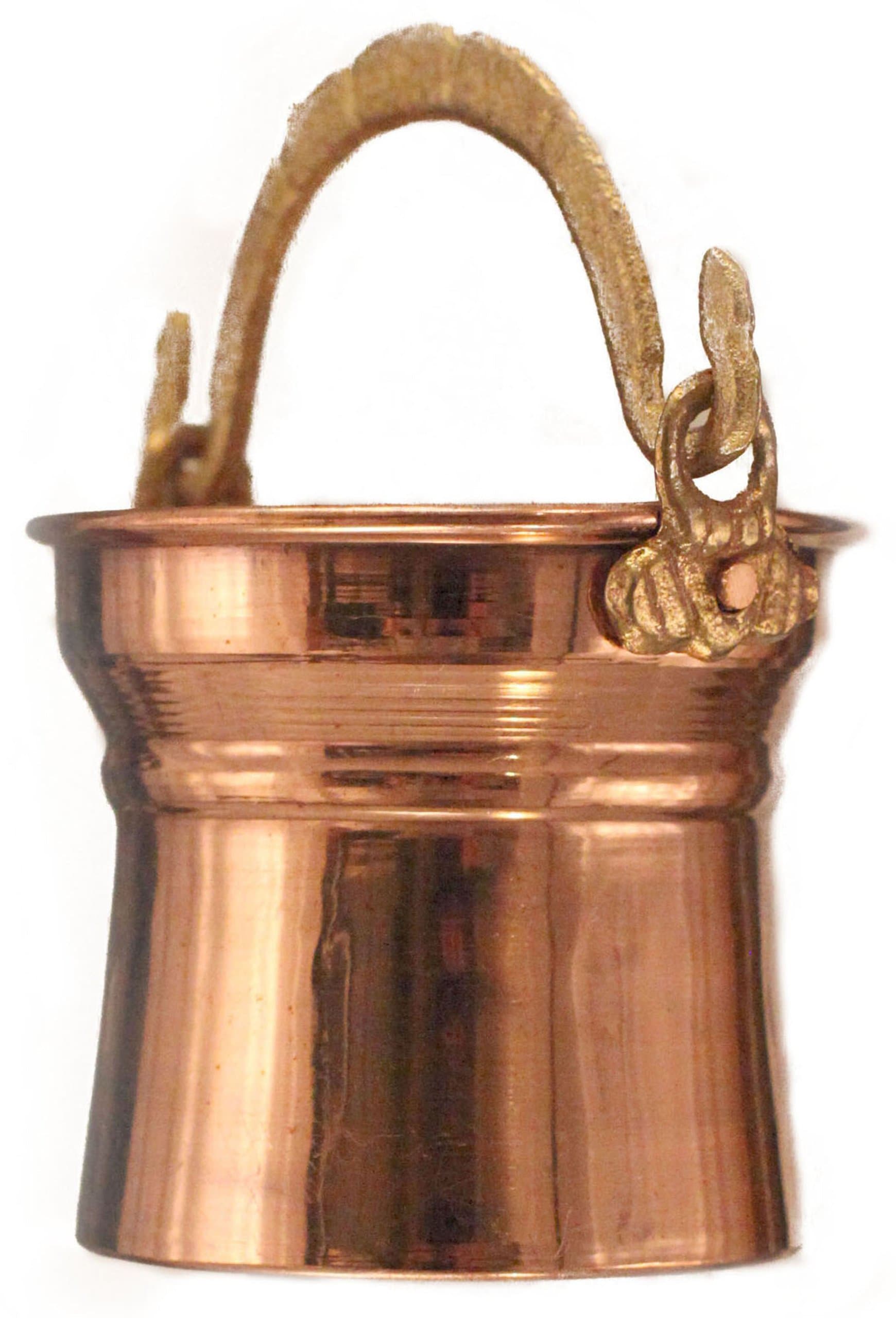 Dago's Copper Designs MP-102-SA 4-Piece Mini Pails A Shape with Pivoting Brass Handle Shiny Plant Cage, 2-1/2-Inch by 2-1/2-Inch