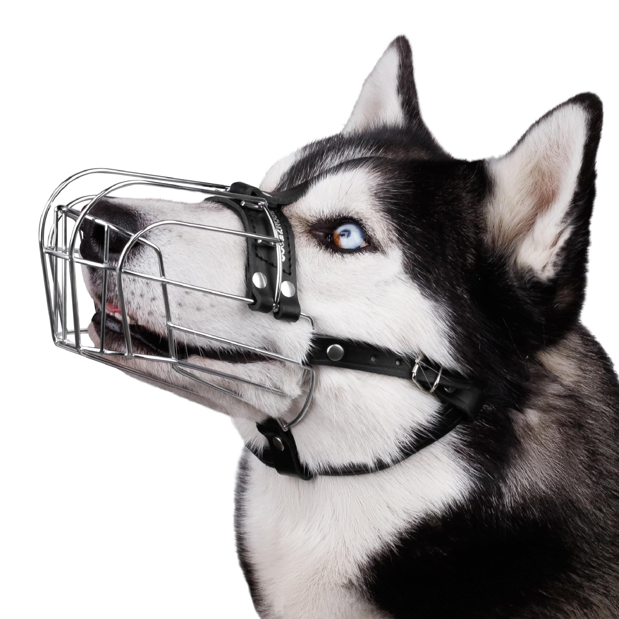 BRONZEDOG Wire Basket Dog Muzzle Doberman Metal Dog Muzzle Leather Adjustable (M)