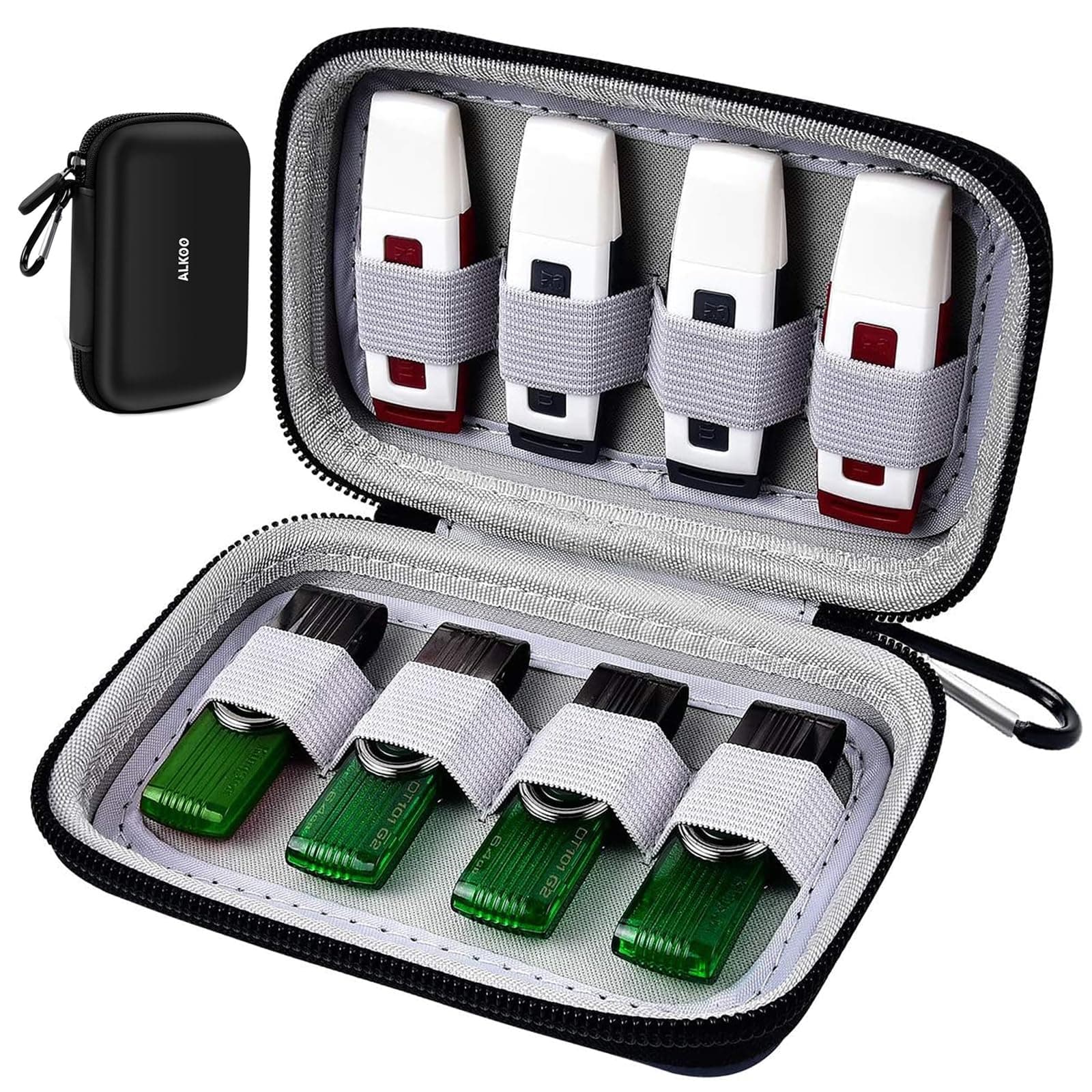 USB Flash Drive Organizer Case – Hard Shell Holder for 8 Thumb Drives & SD/Memory Cards – for SanDisk for Samsung - Storage for Students, Photographers & IT Pros– Travel & Office Use – Bag Only -Black