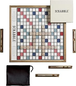 Scrabble Deluxe Vintage Edition with Rotating Game Board