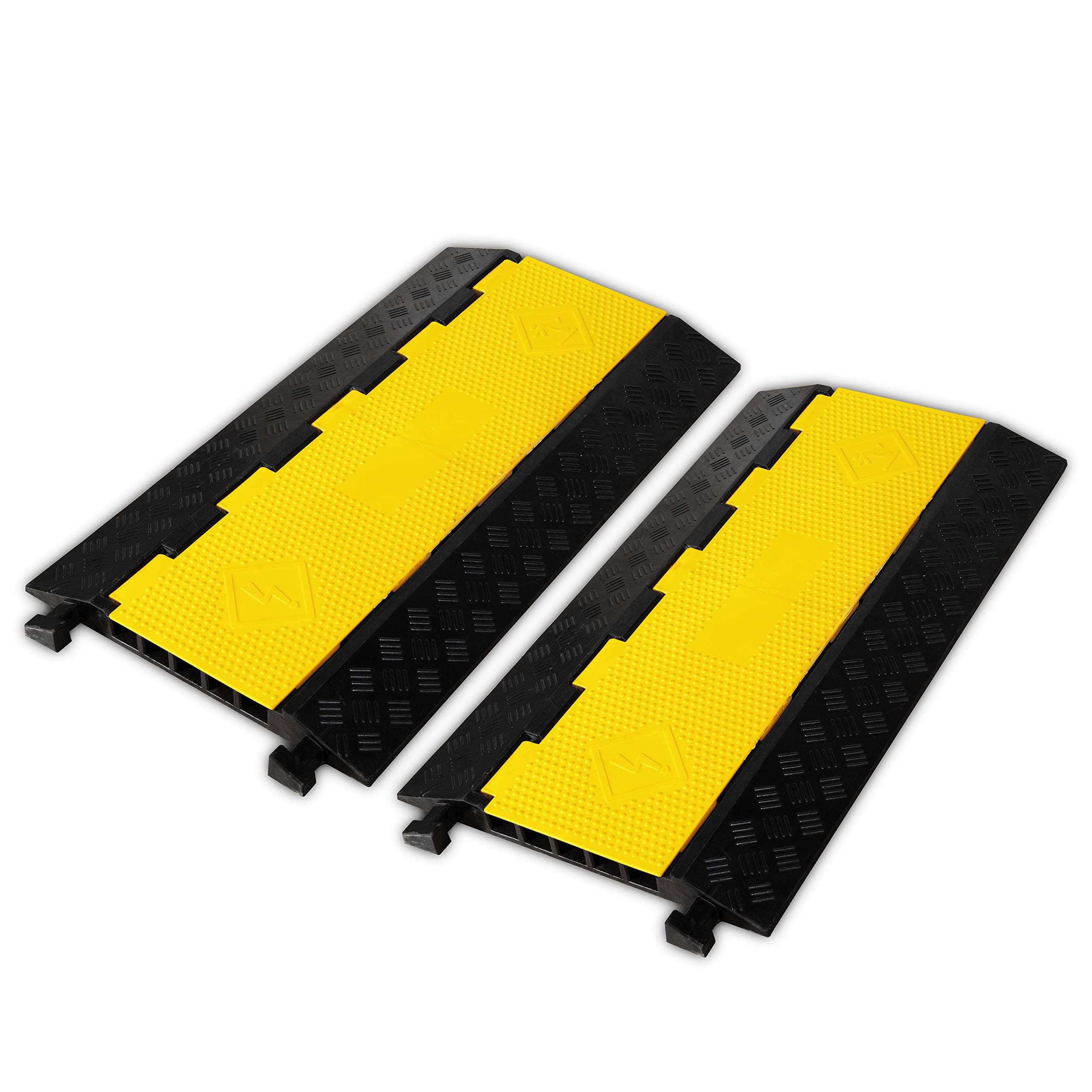 F COME 2 Pack Rubber Cable Ramp Hose Cable Protector Ramp 5 Channel 22000Lbs Load Capacity Traffic Speed Bump Wires Power Lines Extension Cord Cover for Indoor Outdoor