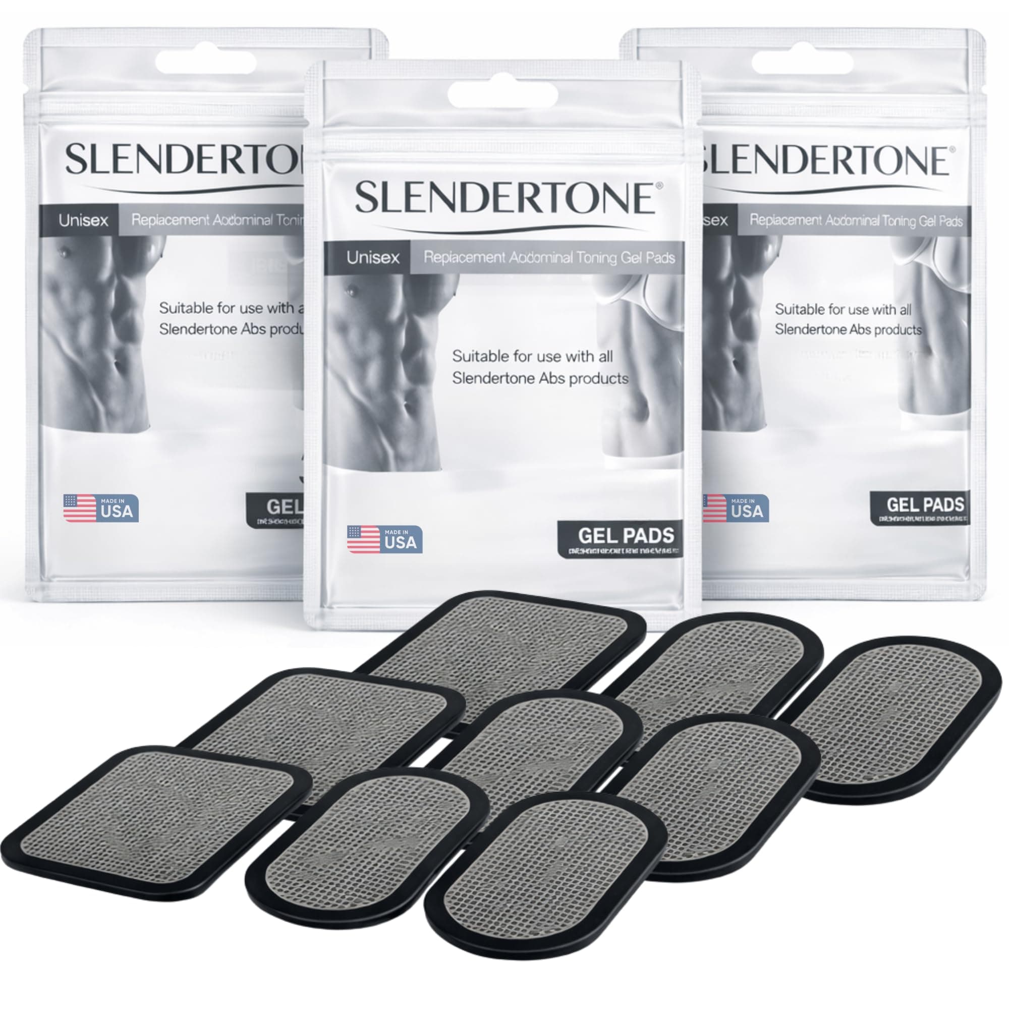 Slendertone Genuine Replacement Gel Pads – Triple Pack | Hydrogel | Even Pulse Distribution | Biocompatible & Skin-Safe | Compatible with All Slendertone Ab Belts