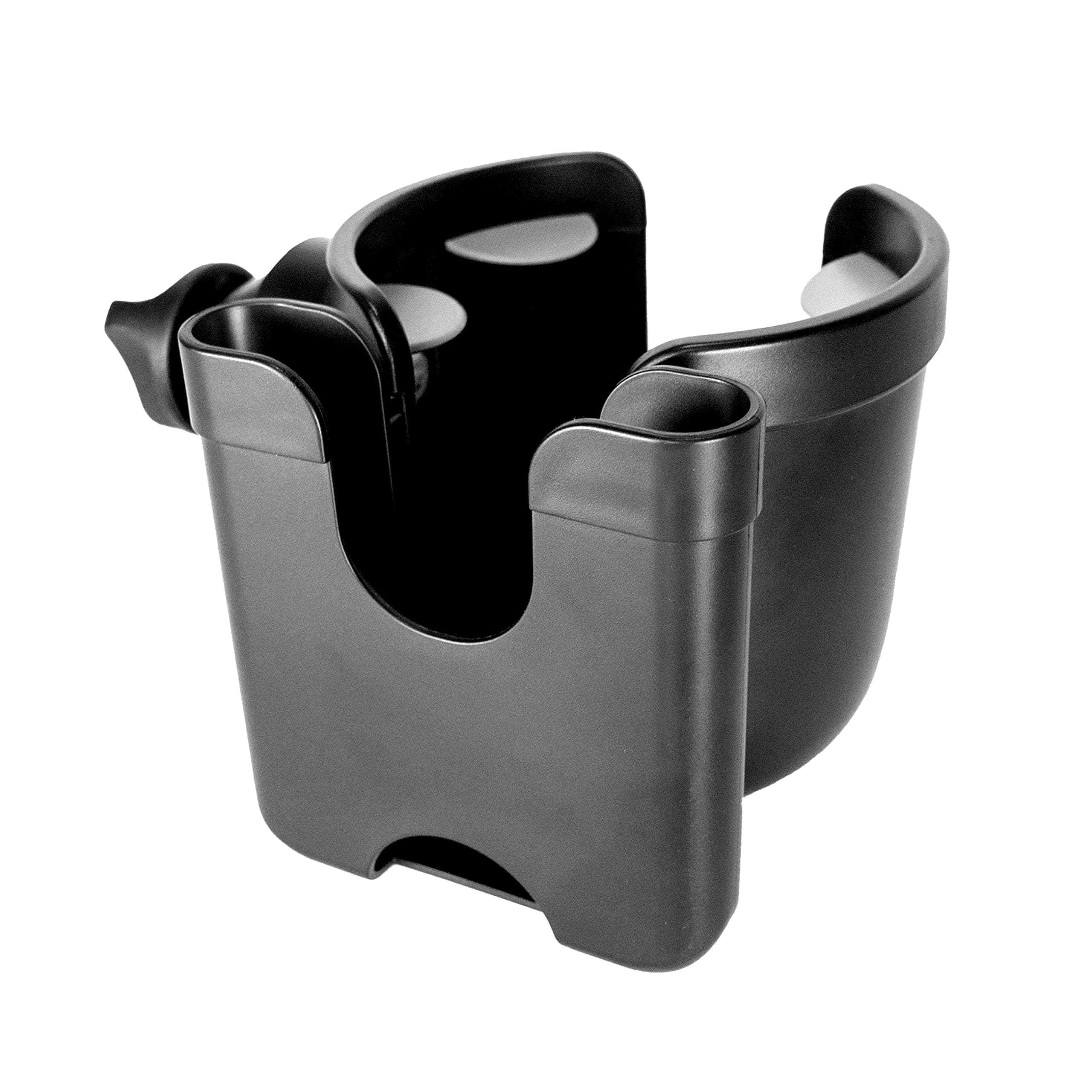 Universal Cup Holder Accessory, Adjustable Drink and Phone Storage Compartment for Walkers, Rollators, Strollers, Wheelchairs, and Scooters, Black